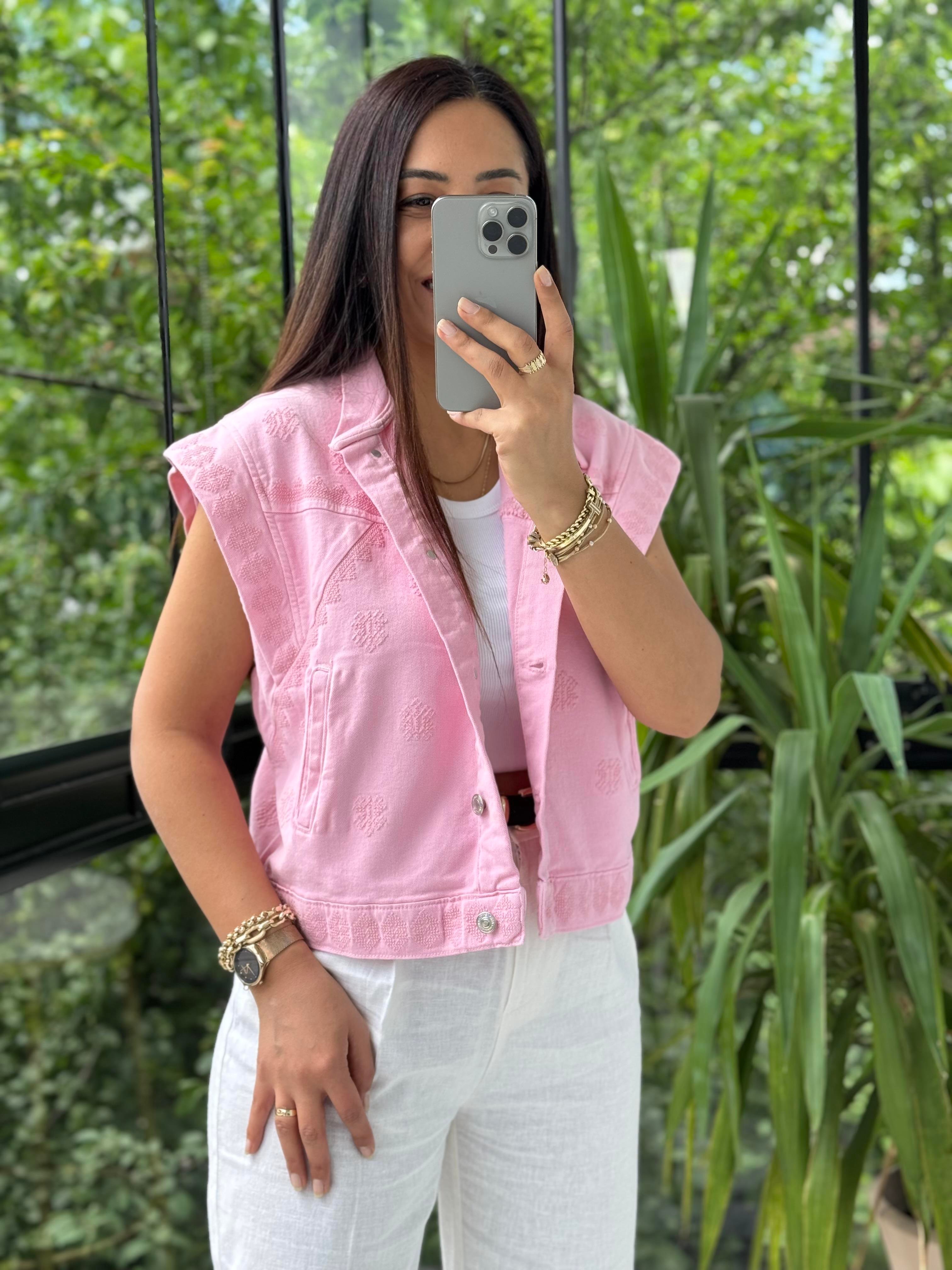 Nakışlı Yelek Pembe