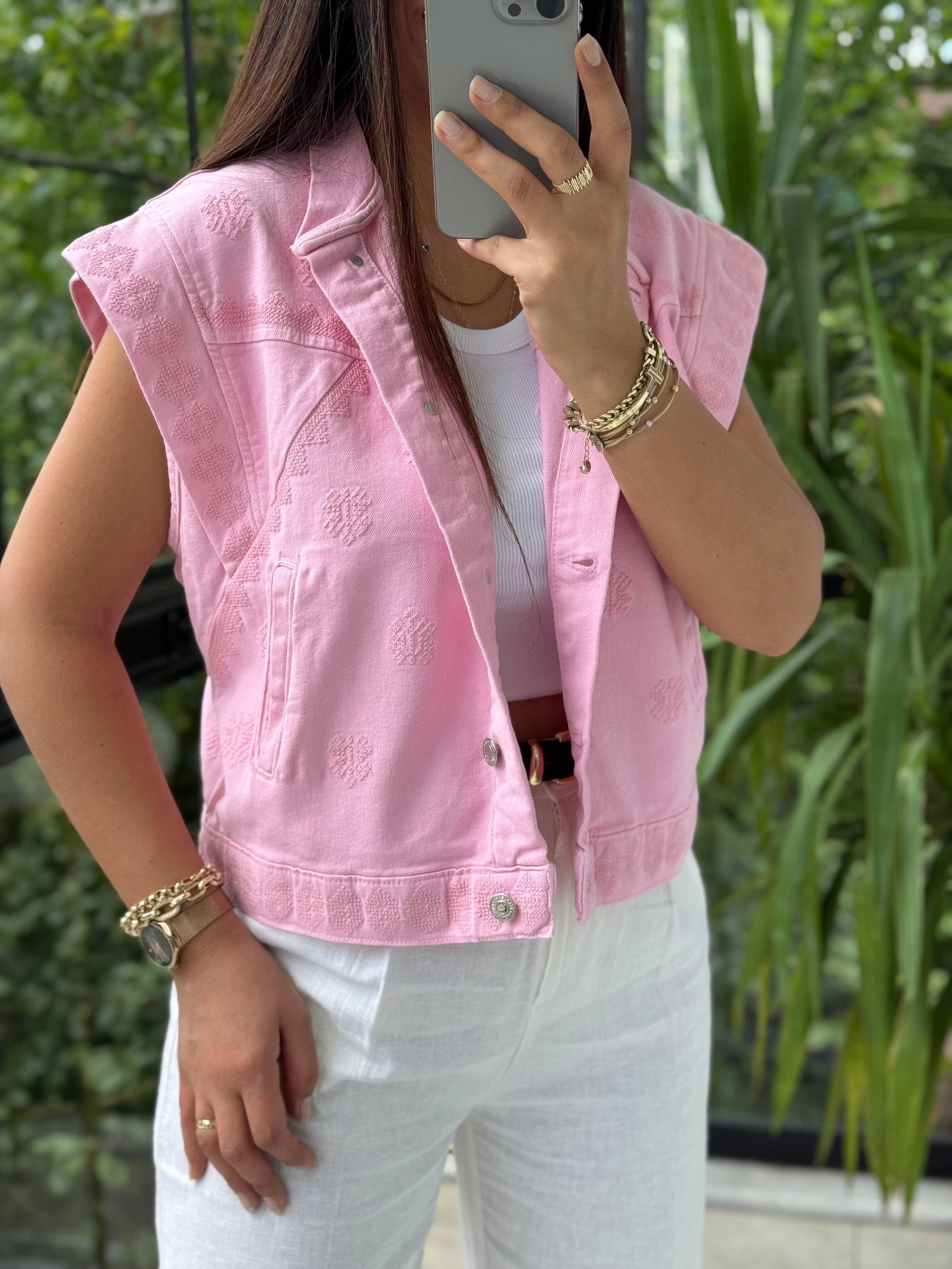 Nakışlı Yelek Pembe