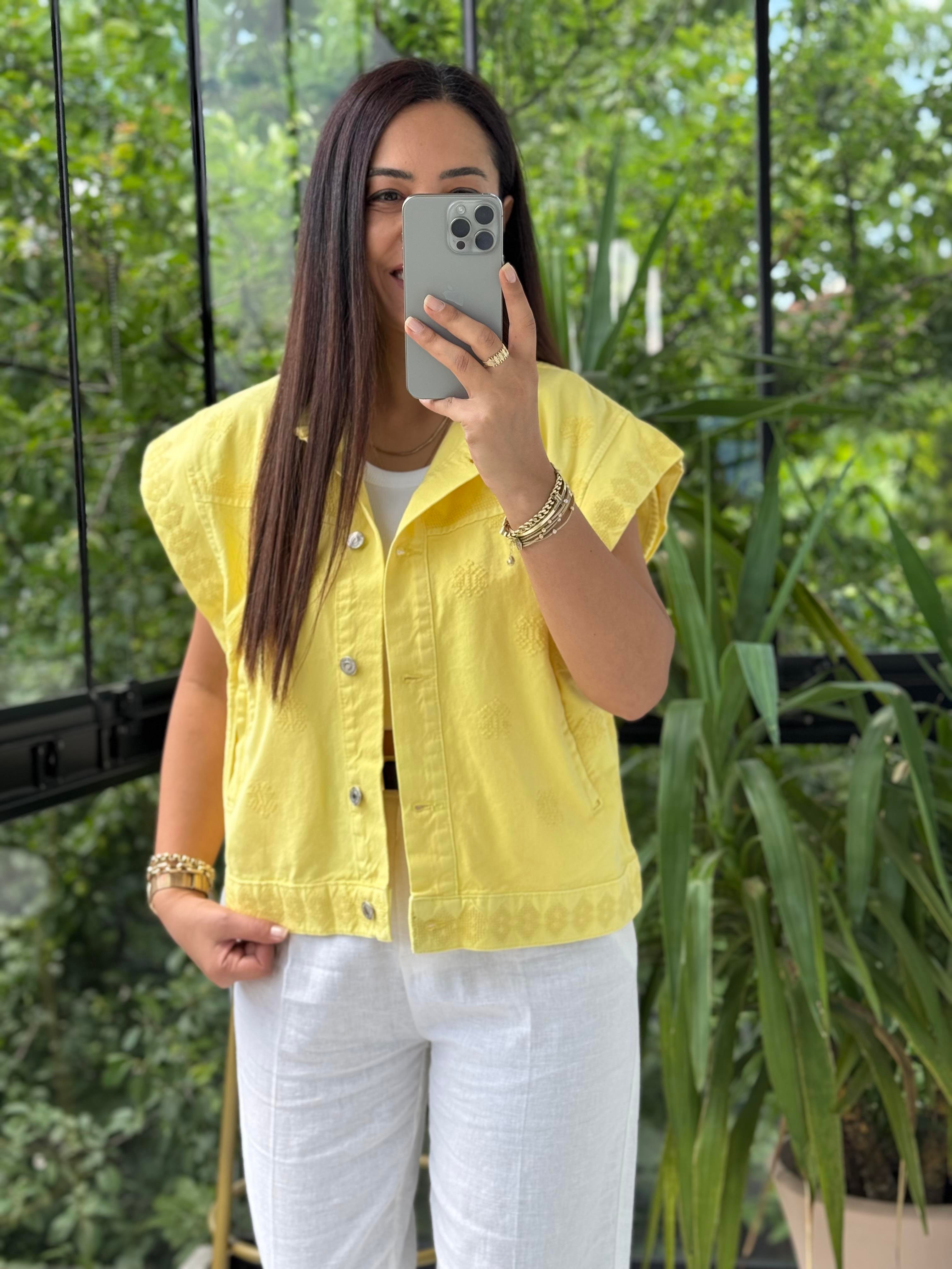 Nakışlı Yelek Sarı