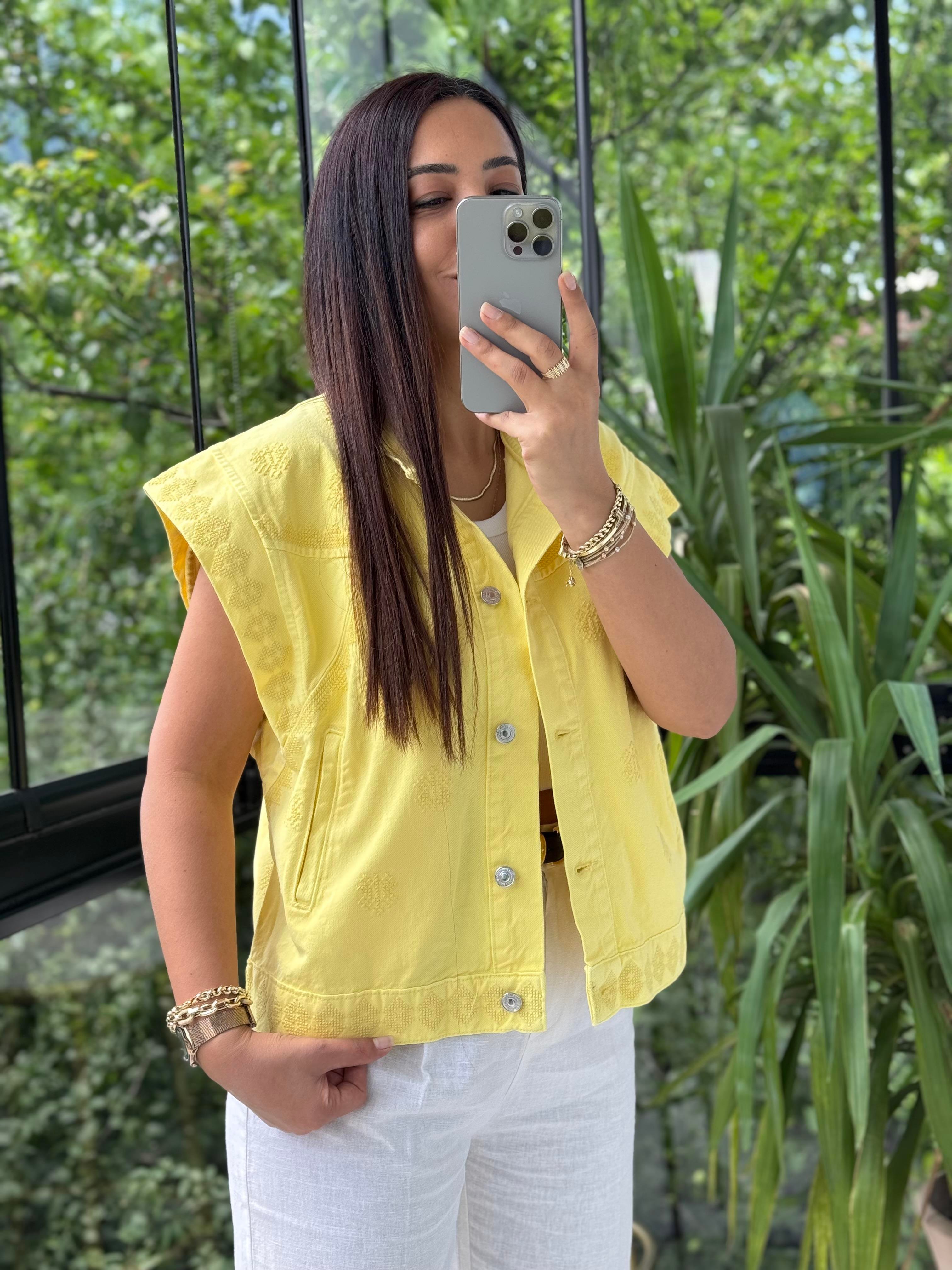 Nakışlı Yelek Sarı