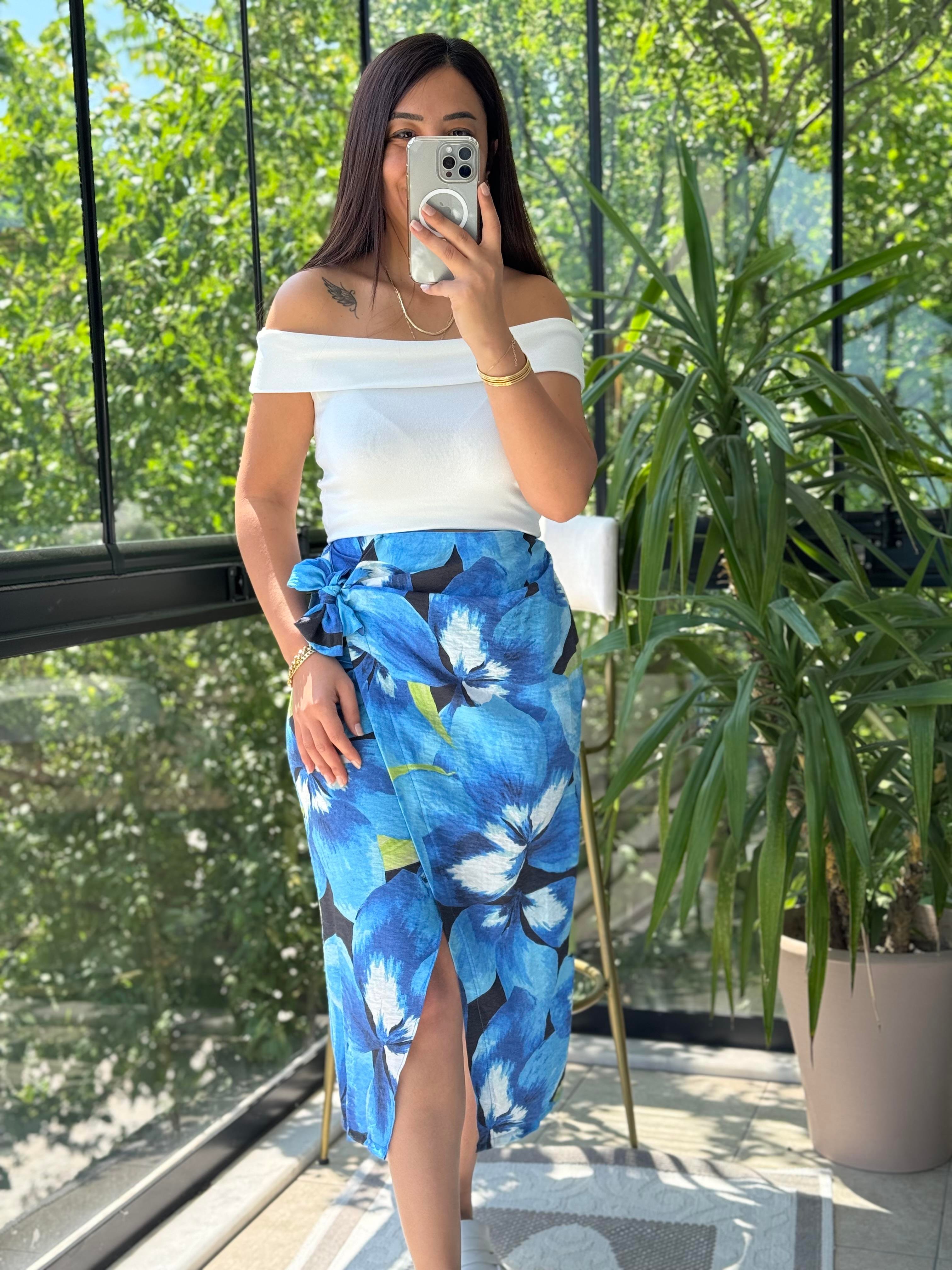 Omuzları Açık Crop Top Ekru