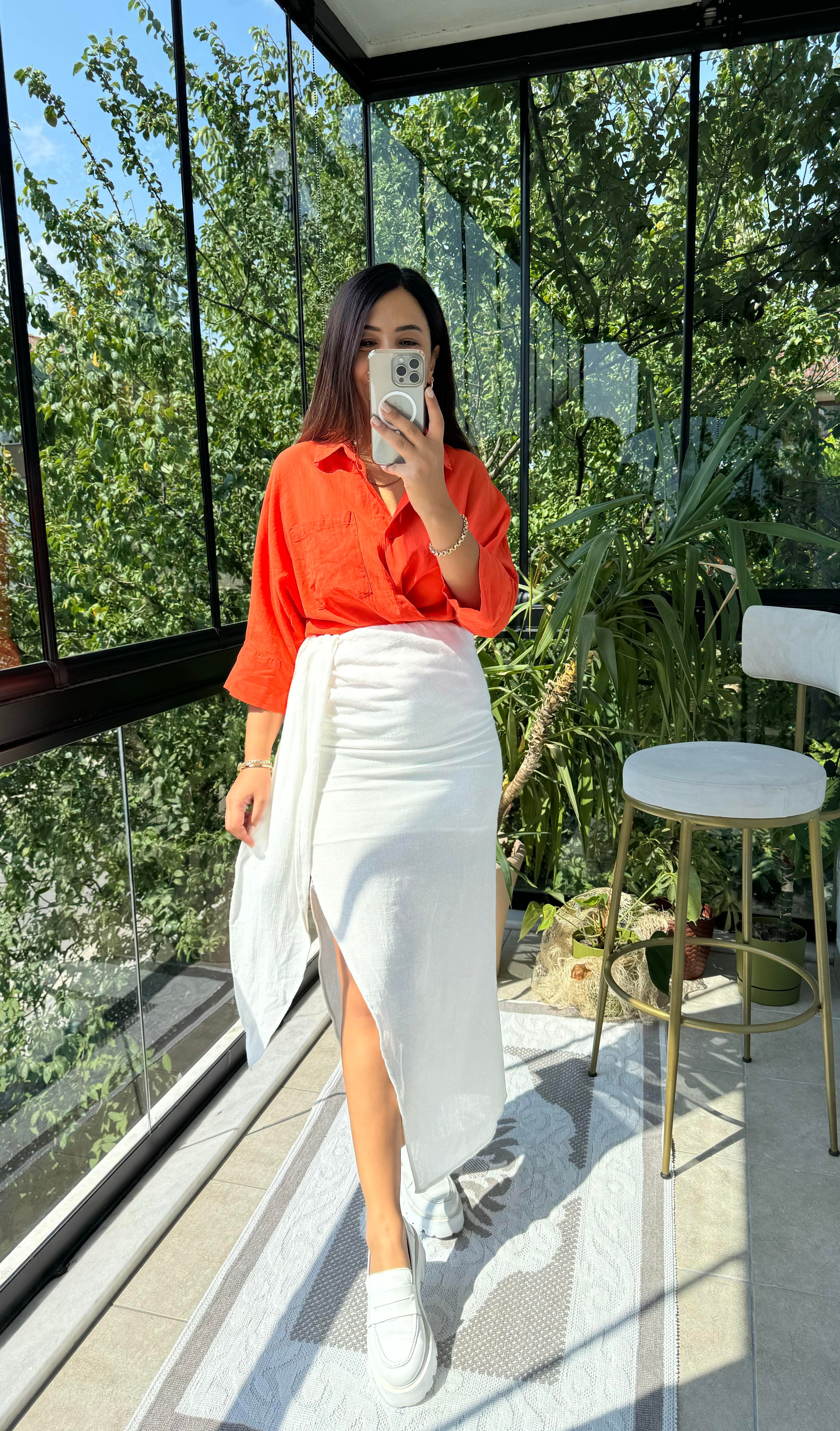 Önü Bağlamalı Etek Beyaz