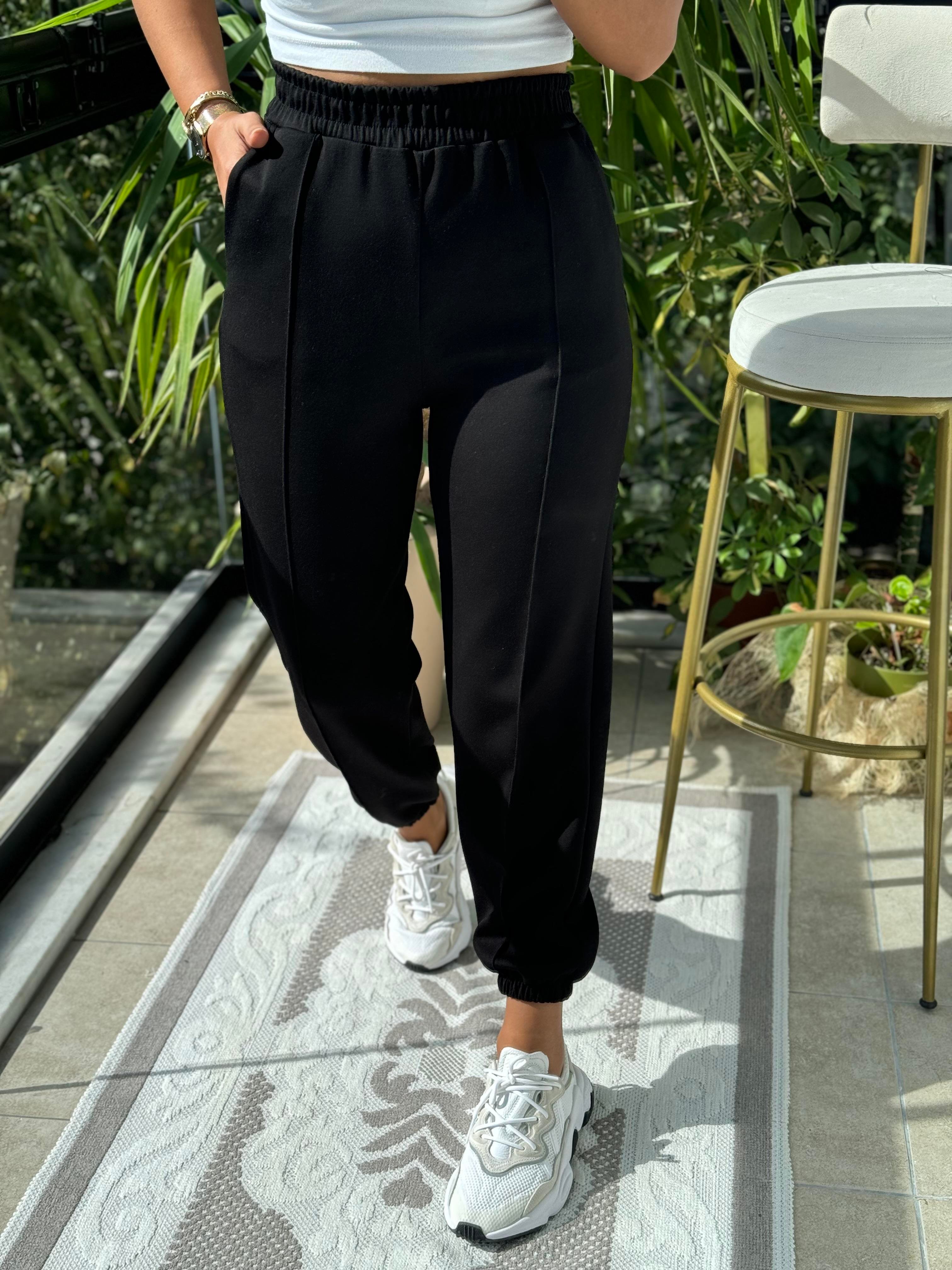 Önü Fitilli Eşofman Siyah