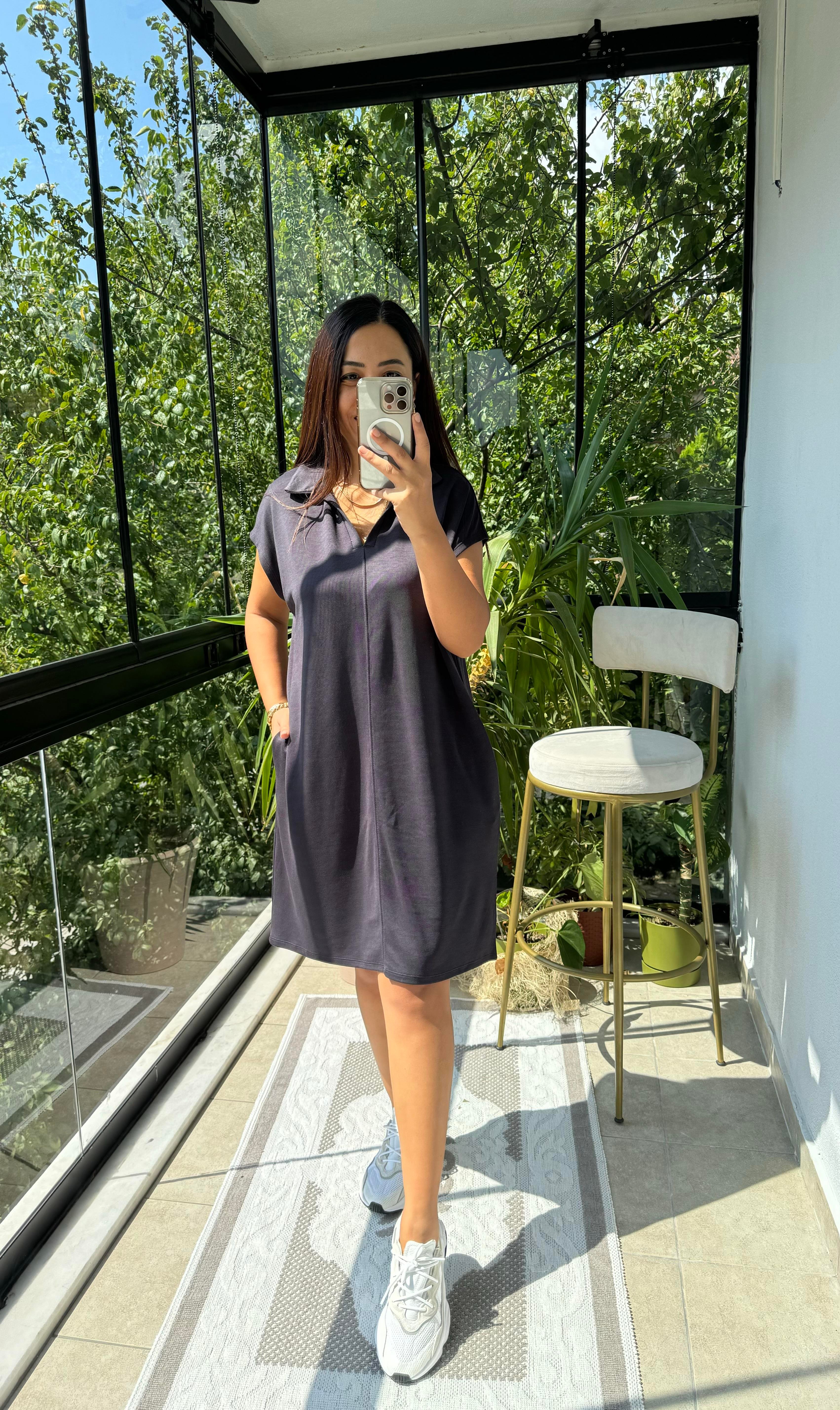 Oversize Elbise Füme 