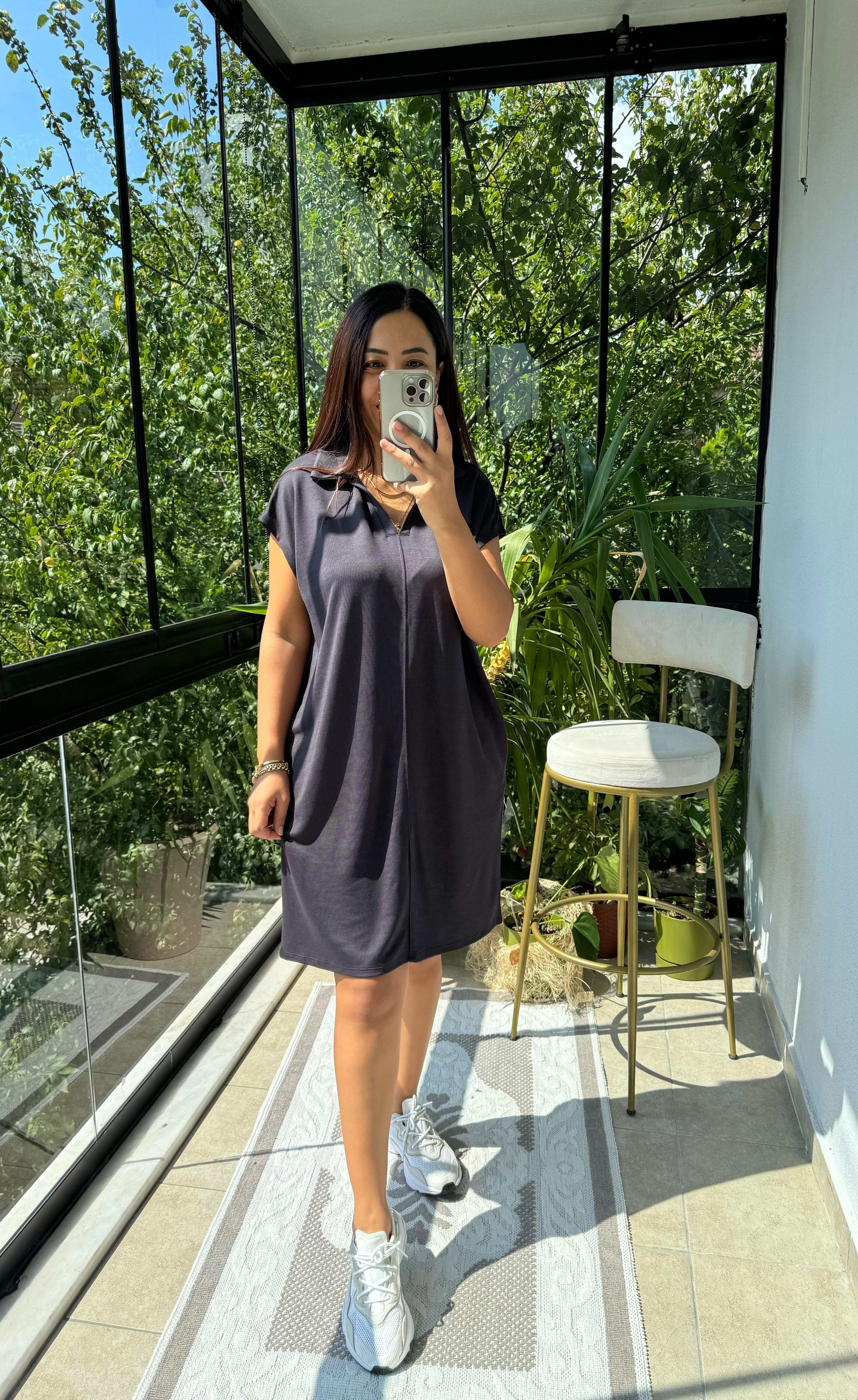 Oversize Elbise Füme 