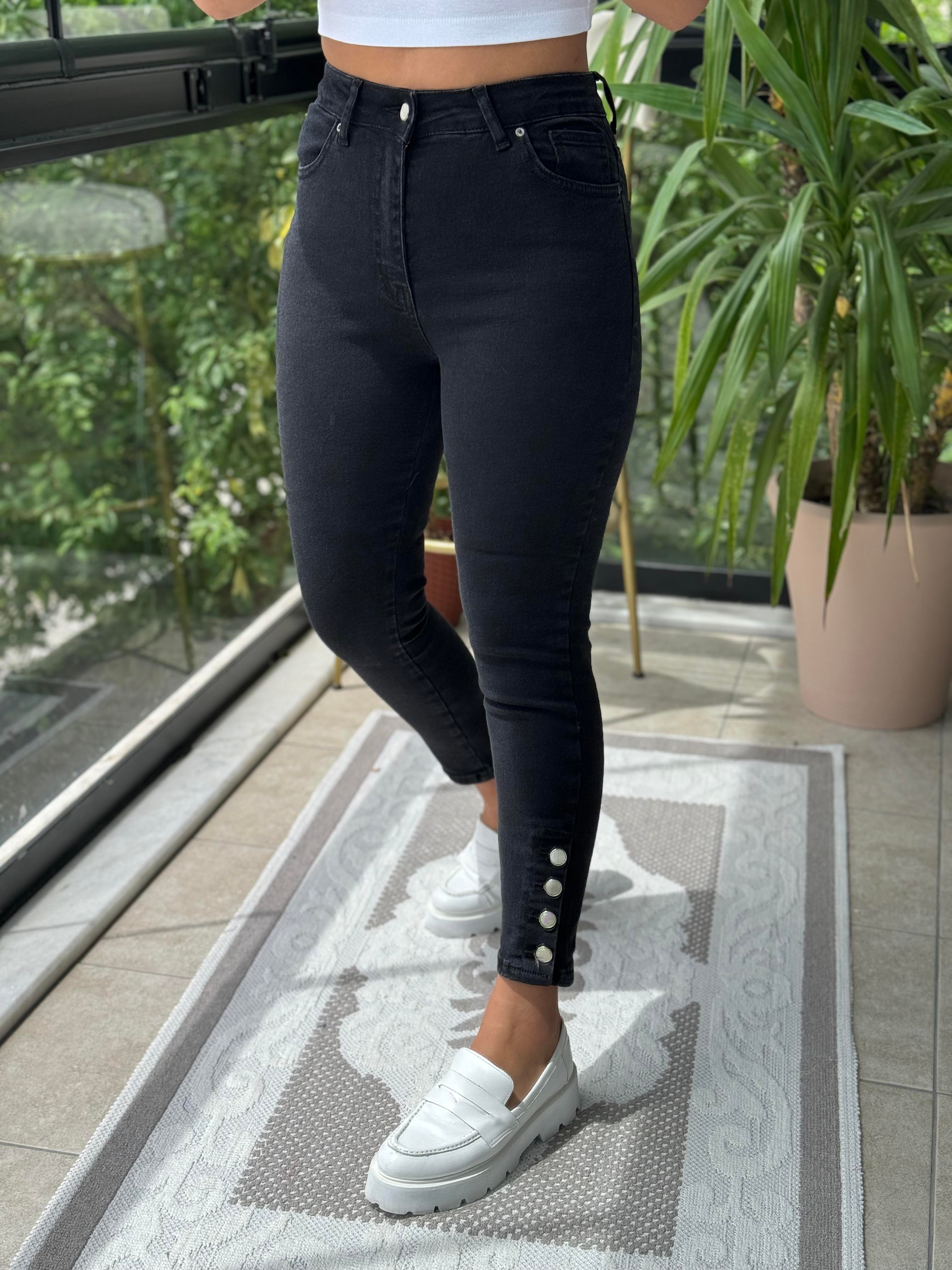 Paça Detay Skinny Jean Füme