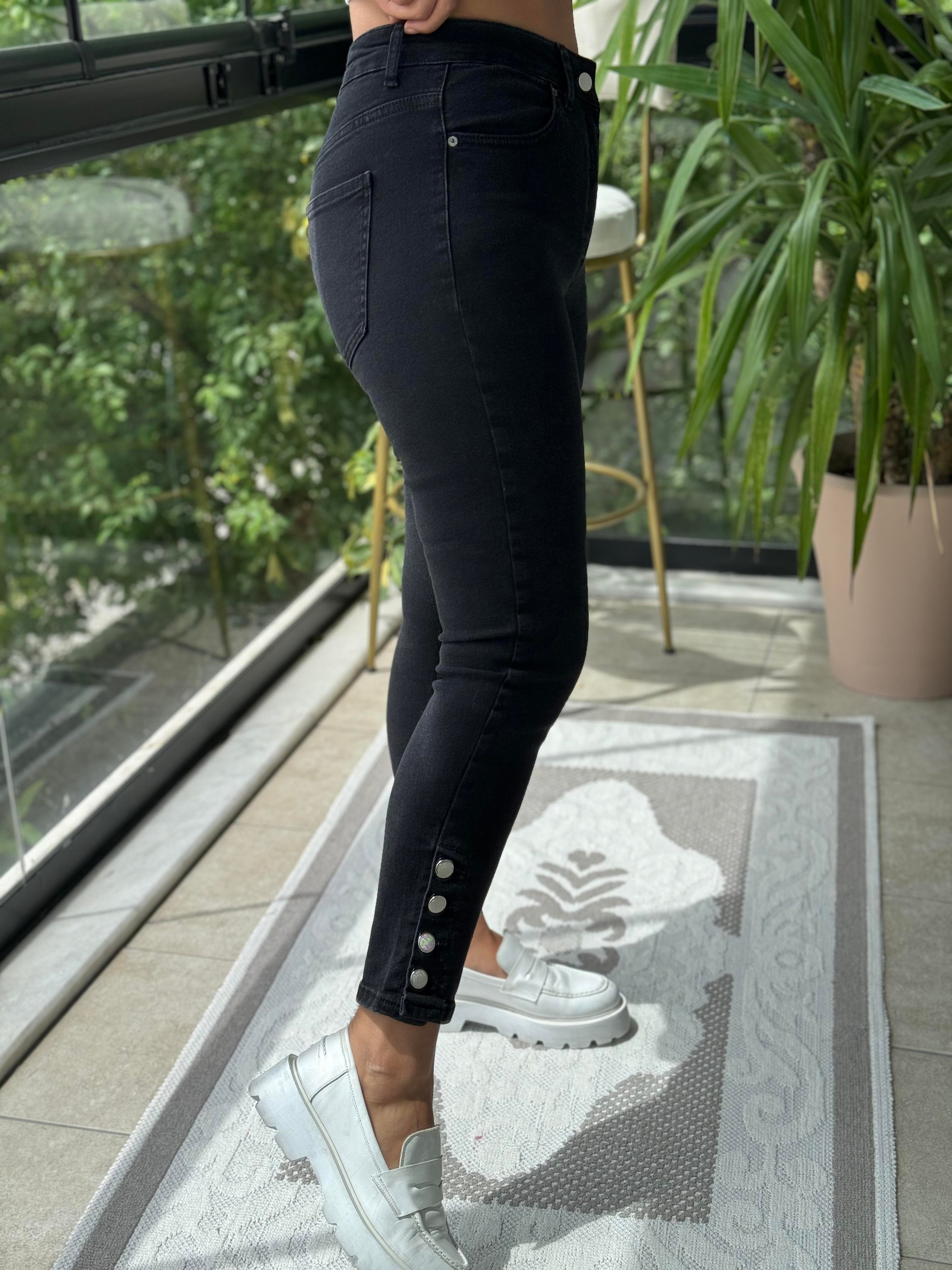 Paça Detay Skinny Jean Füme