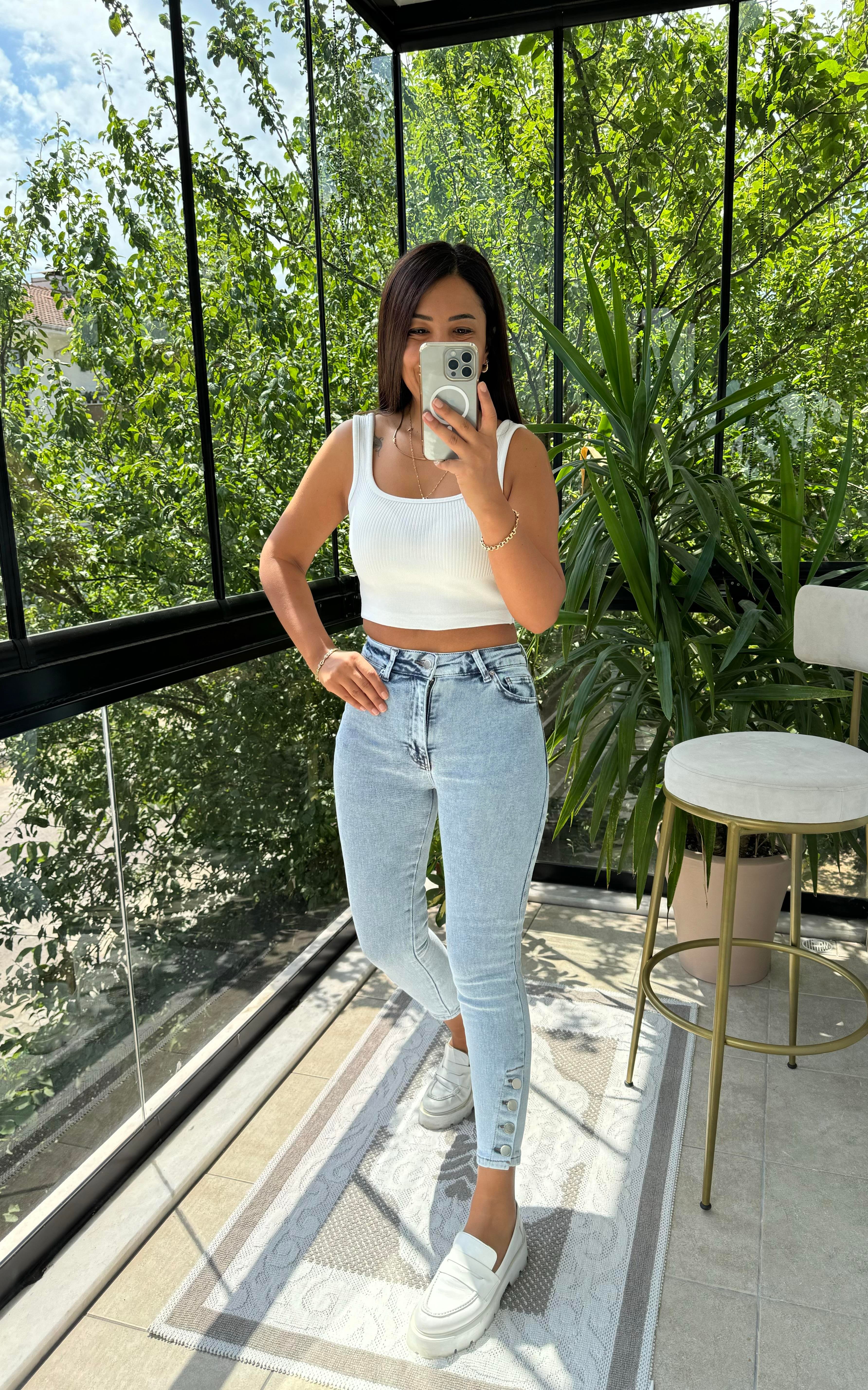 Paça Detay Skinny Jean Kar Yıkama