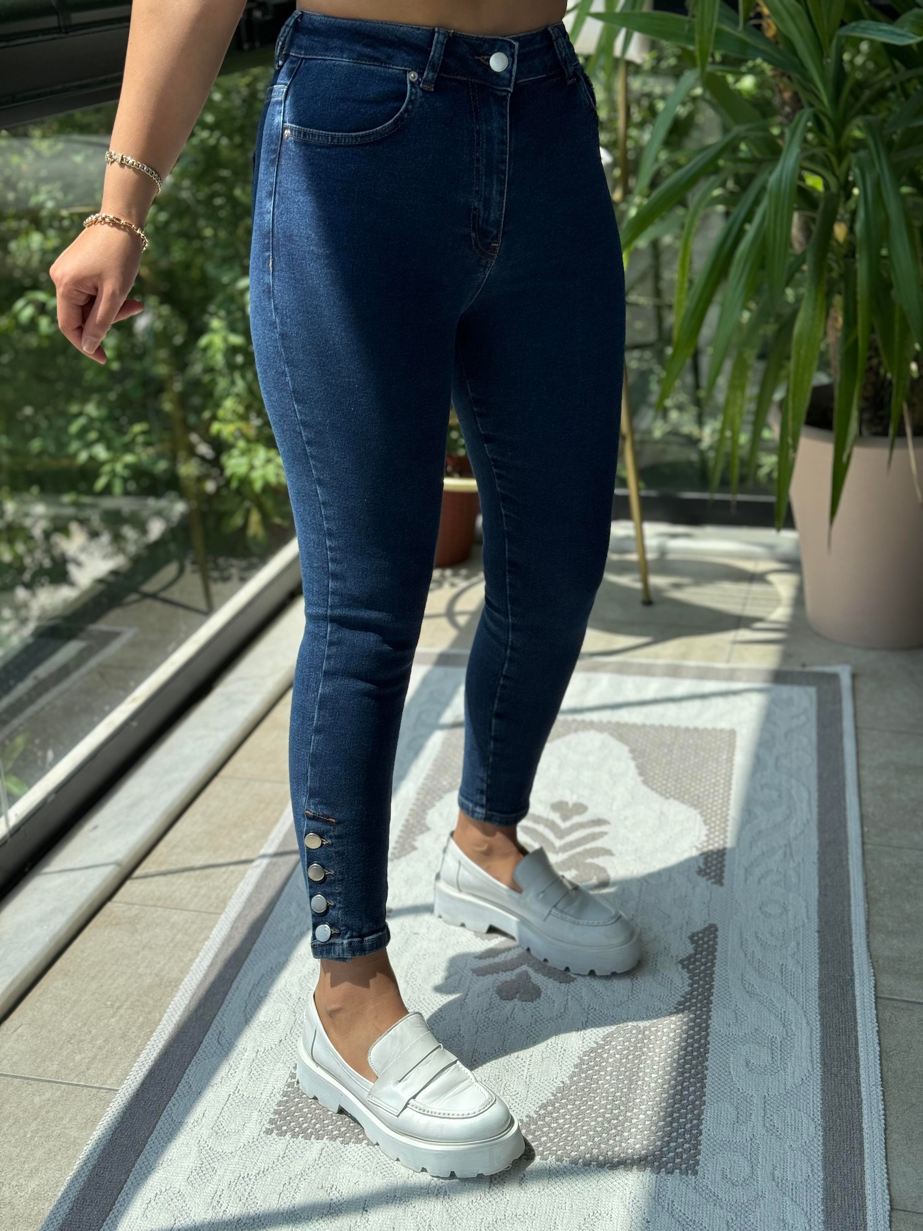 Paça Detay Skinny Jean Lacivert 