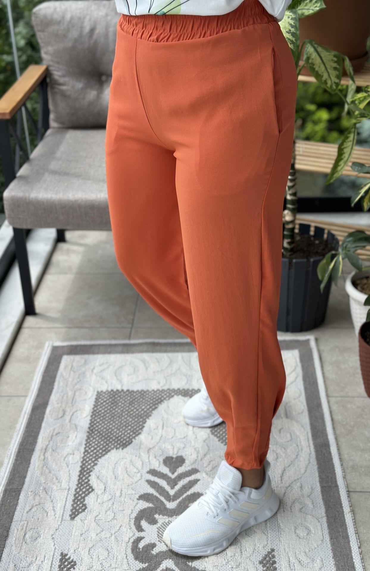 Paçası Pensli Aerobin Pantolon Turuncu
