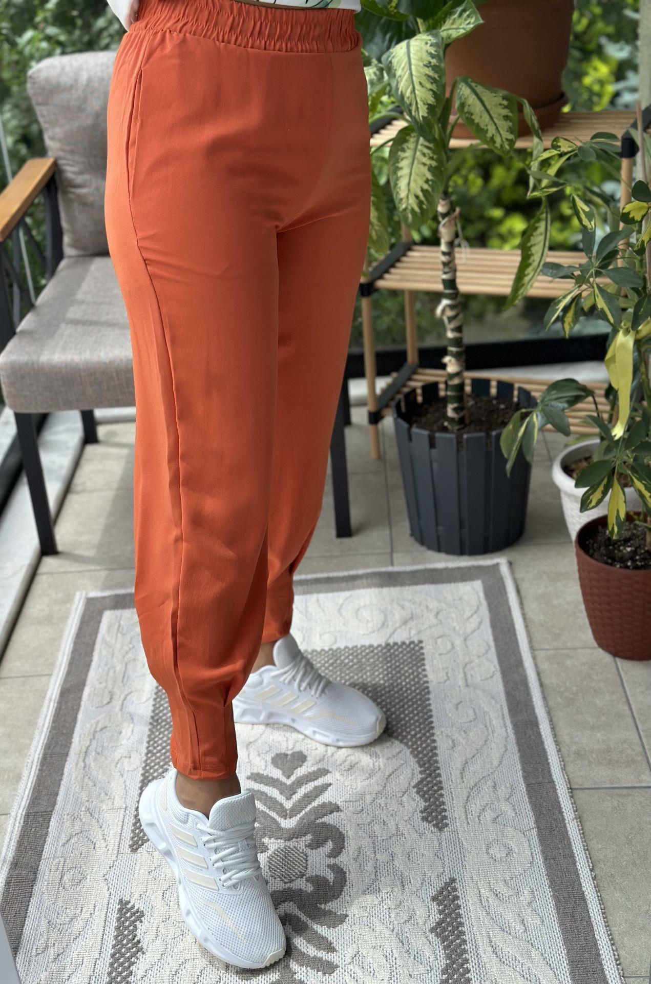 Paçası Pensli Aerobin Pantolon Turuncu