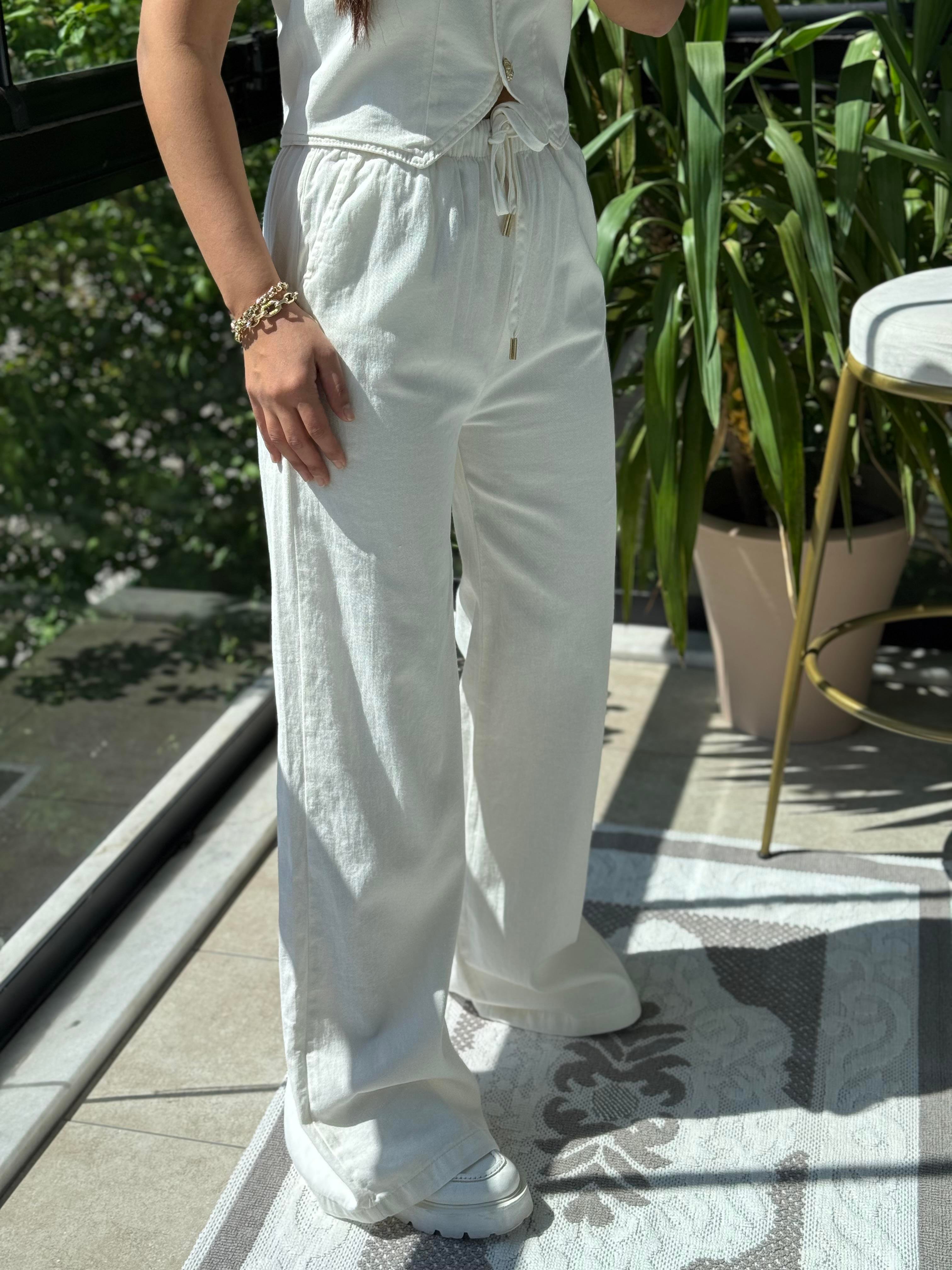 Palazzo Keten Pantolon Ekru