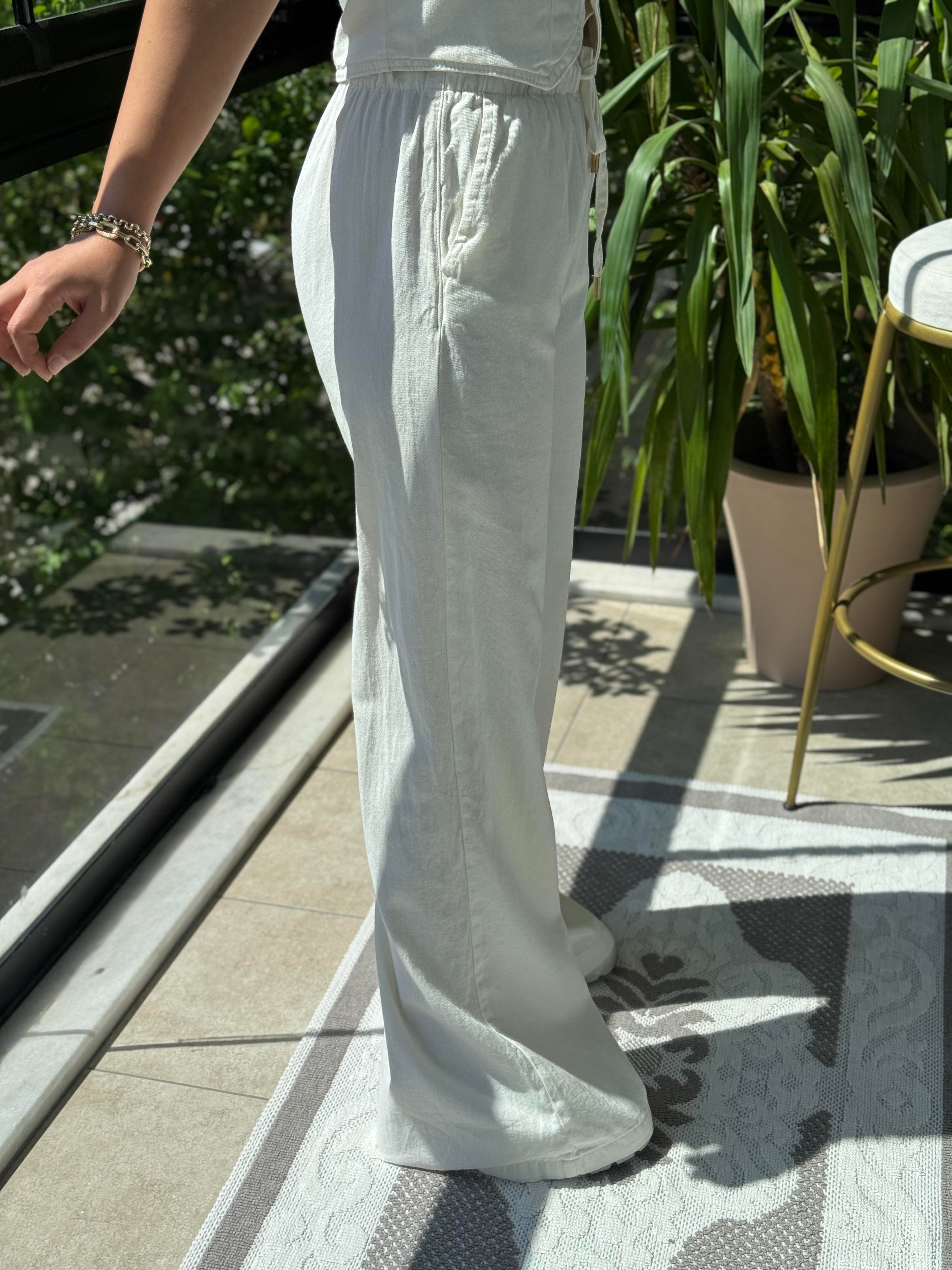 Palazzo Keten Pantolon Ekru