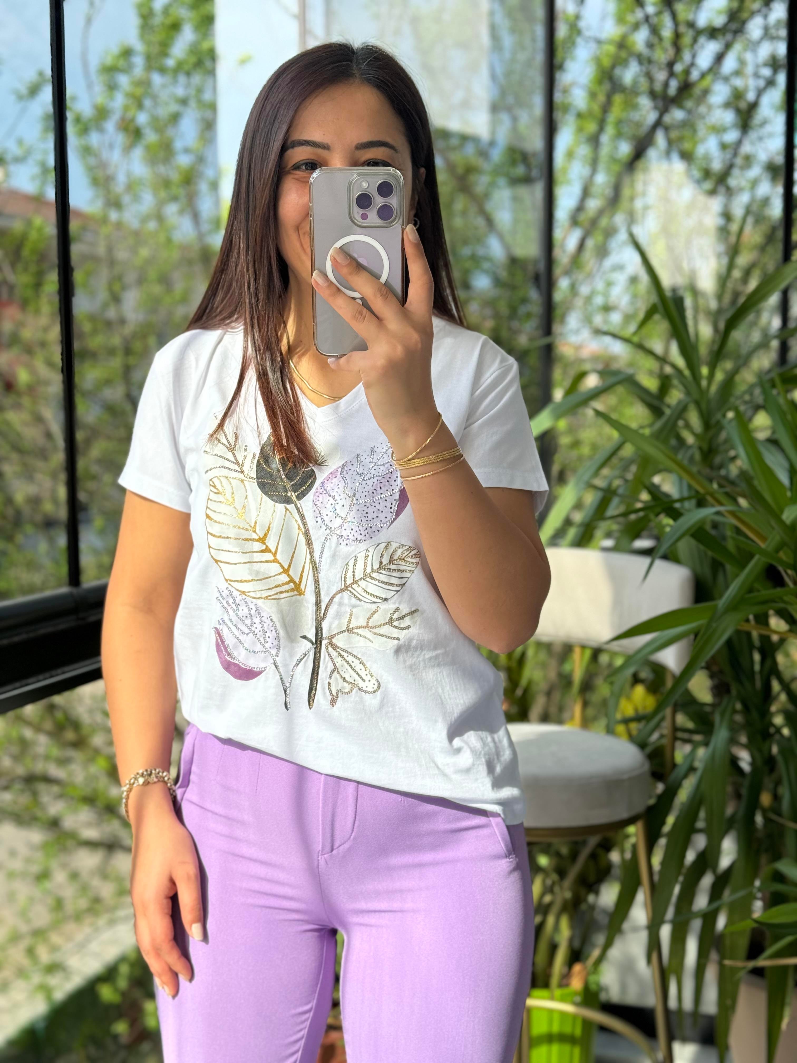 Pamuklu Tişört Lila