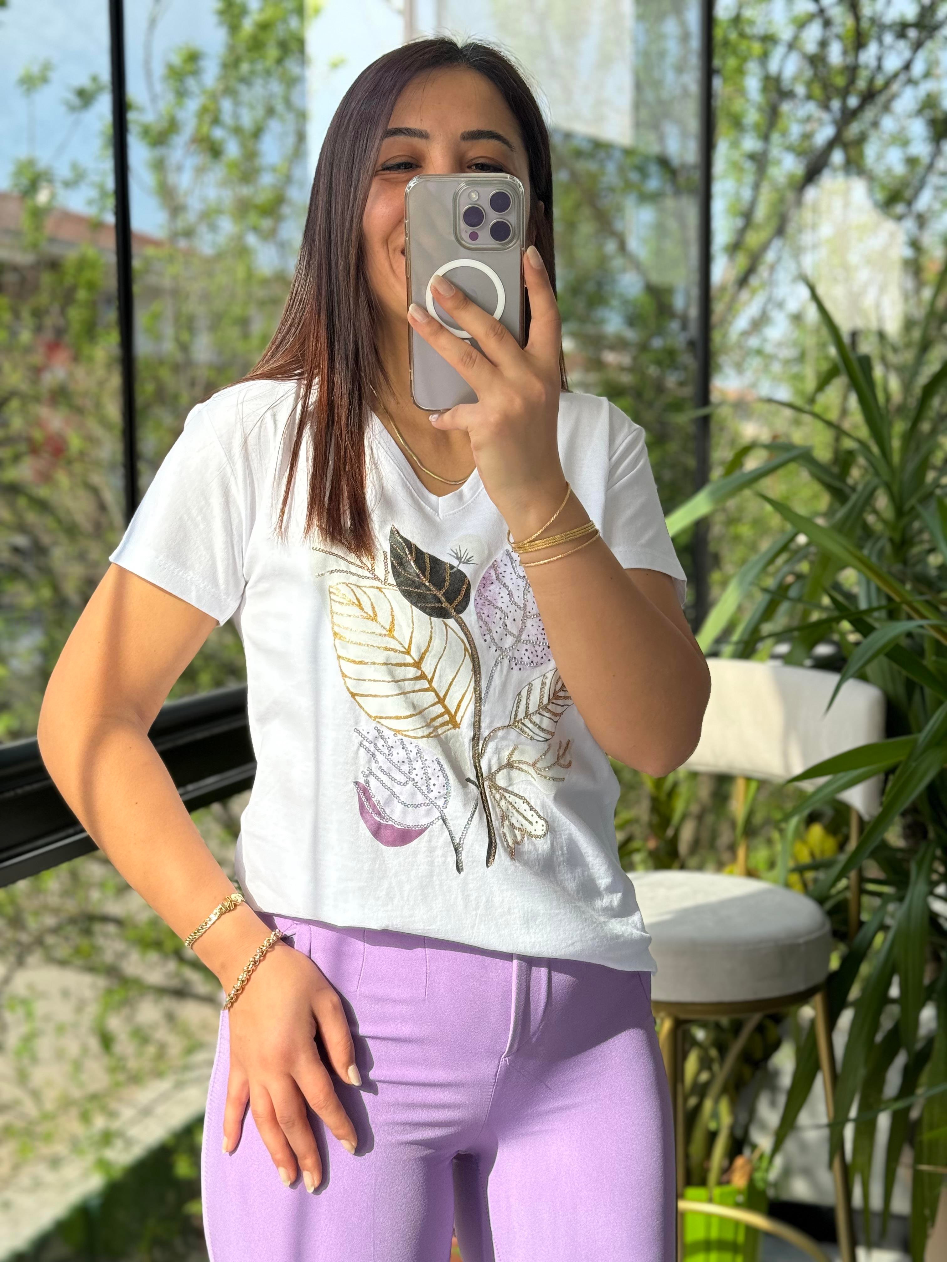 Pamuklu Tişört Lila