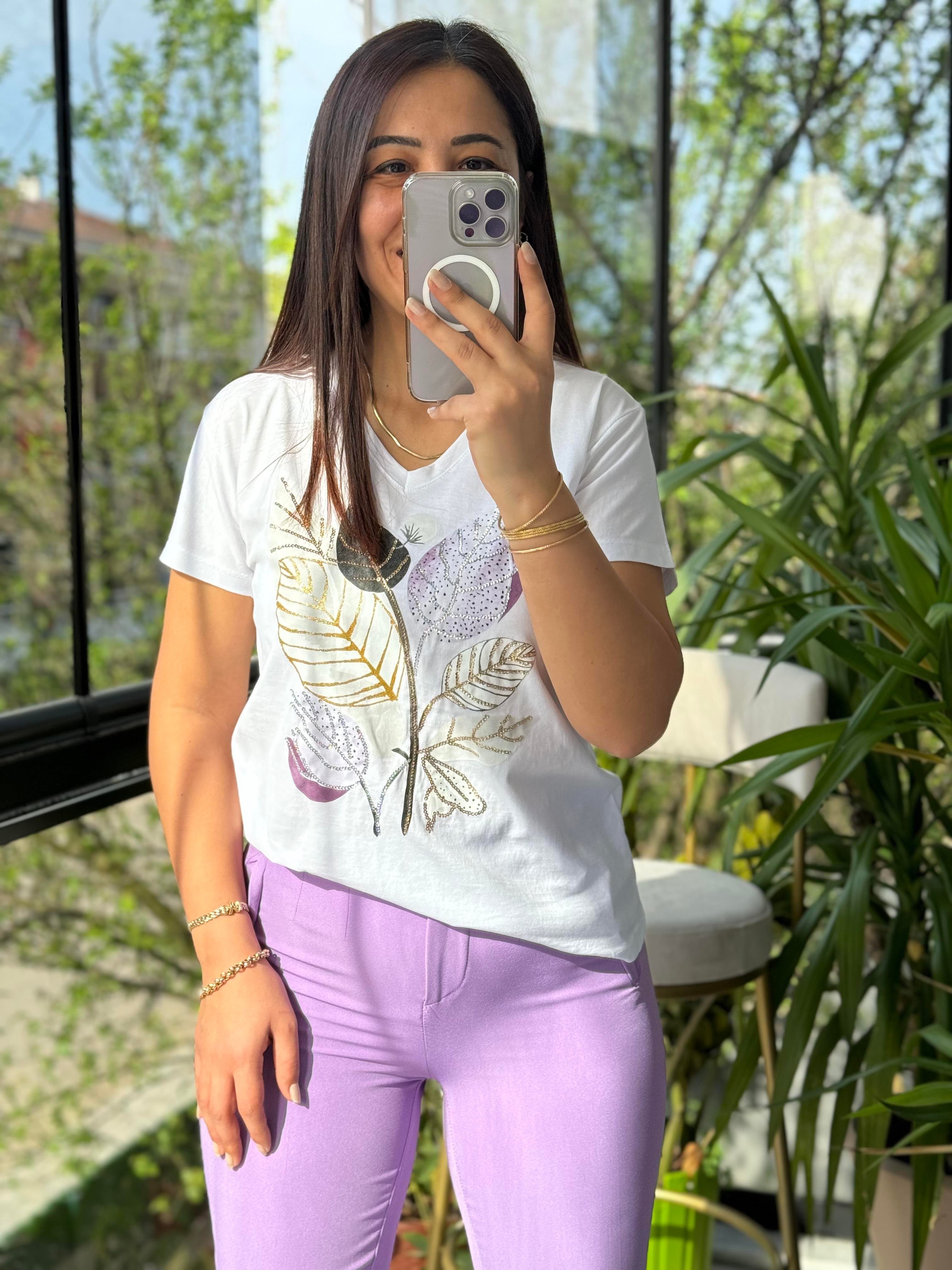 Pamuklu Tişört Lila