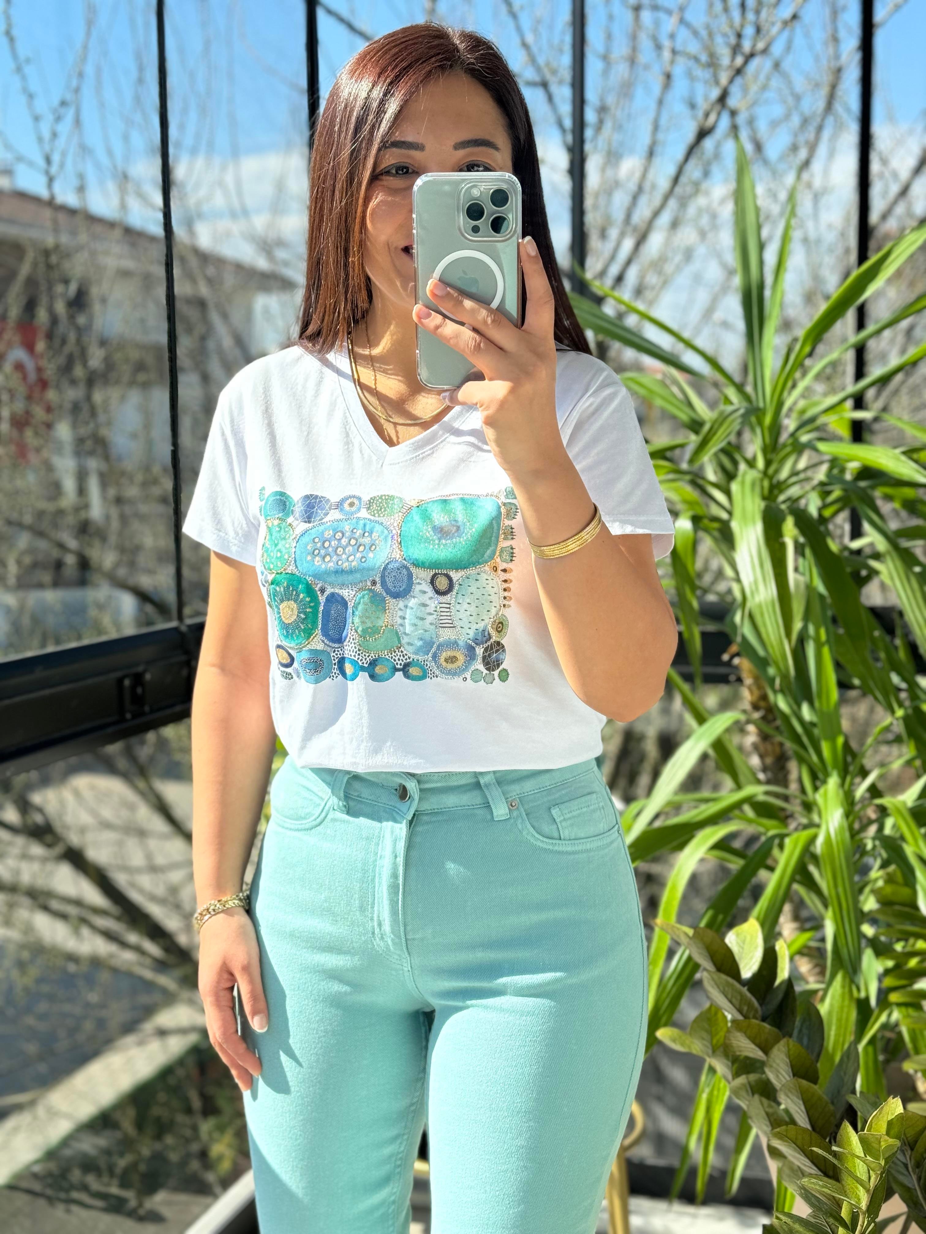 Pamuklu Tişört Nazar Boncuklu