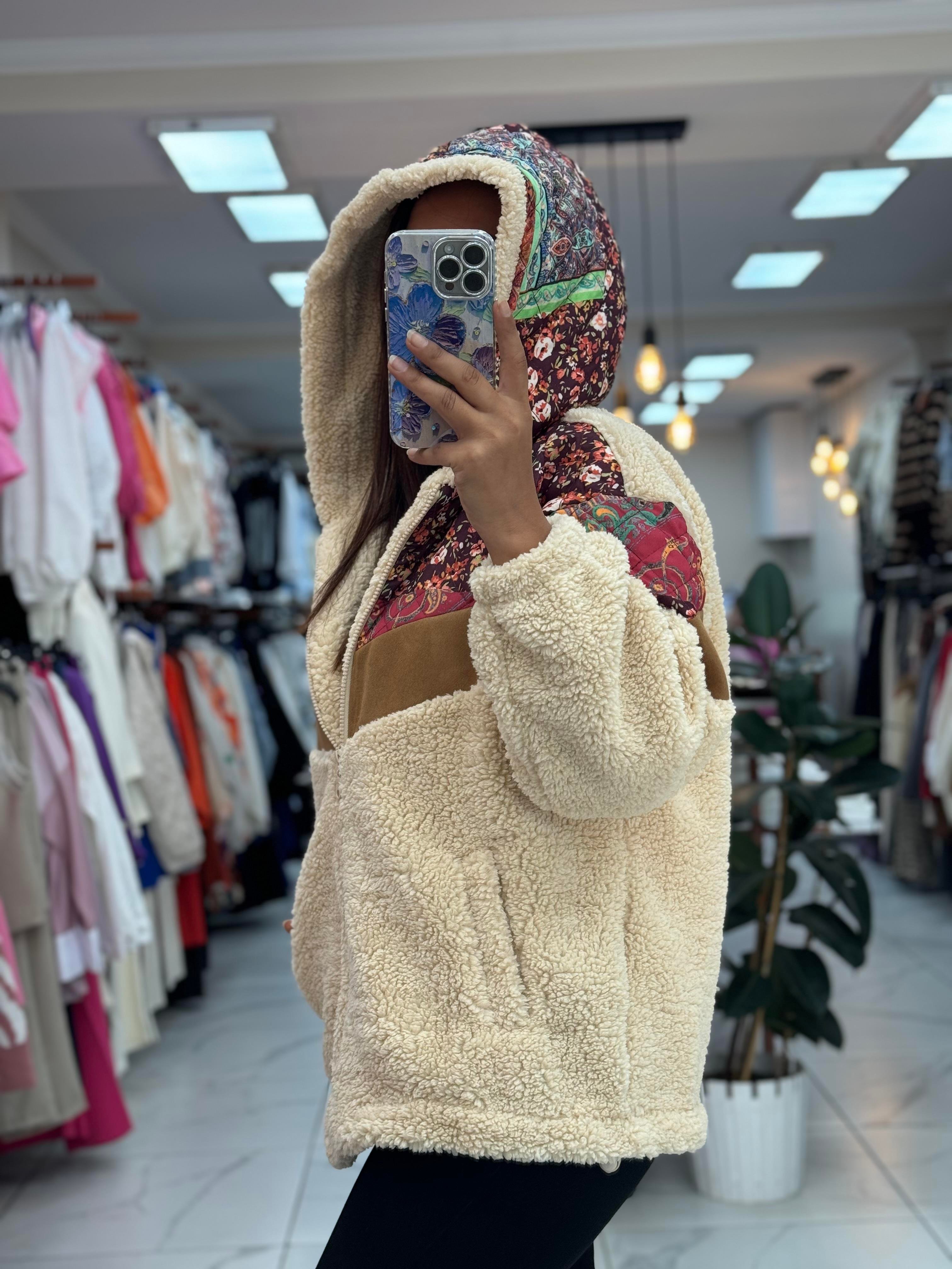 Pelüş Etnik Desen Mont 