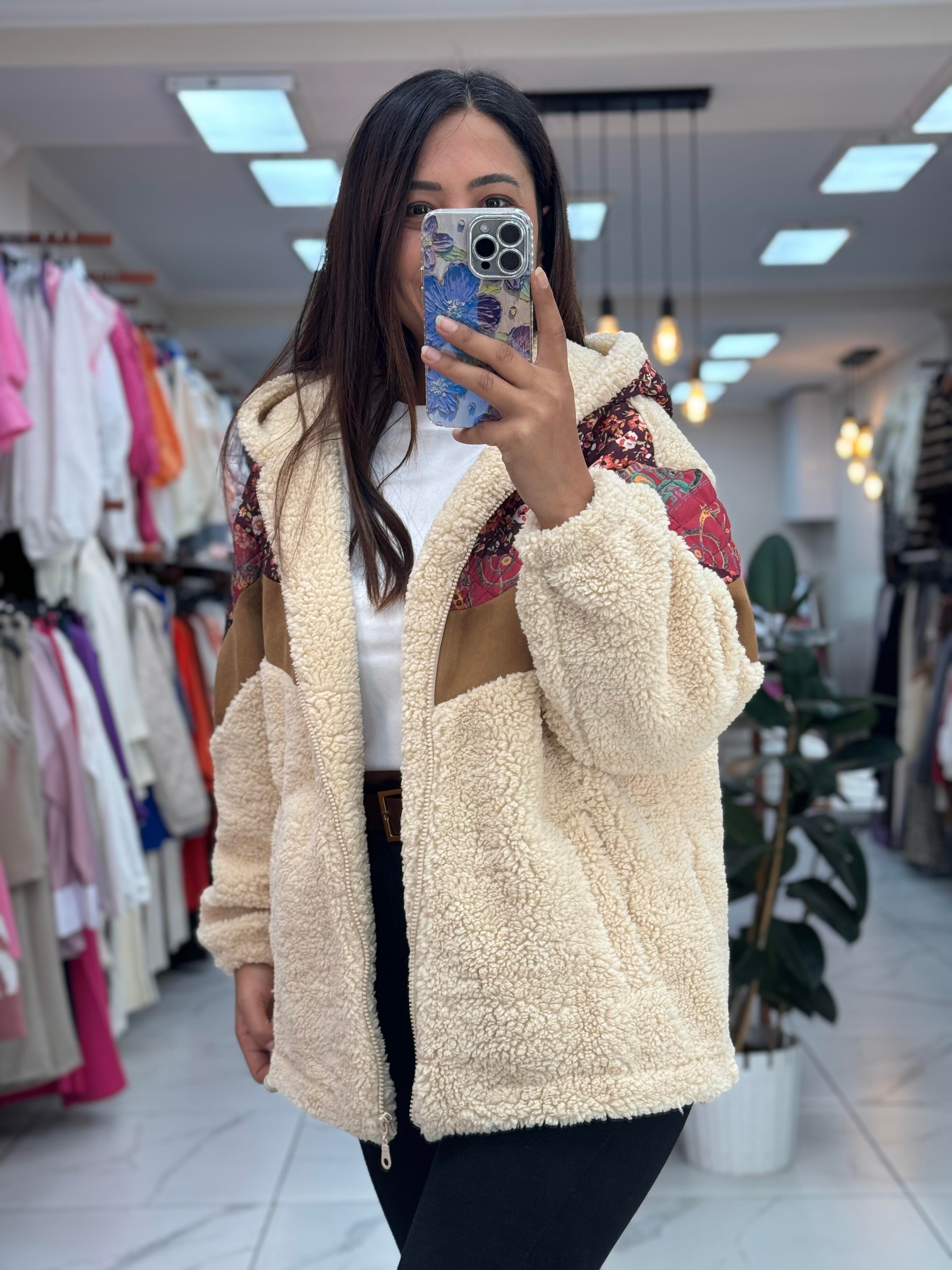 Pelüş Etnik Desen Mont 