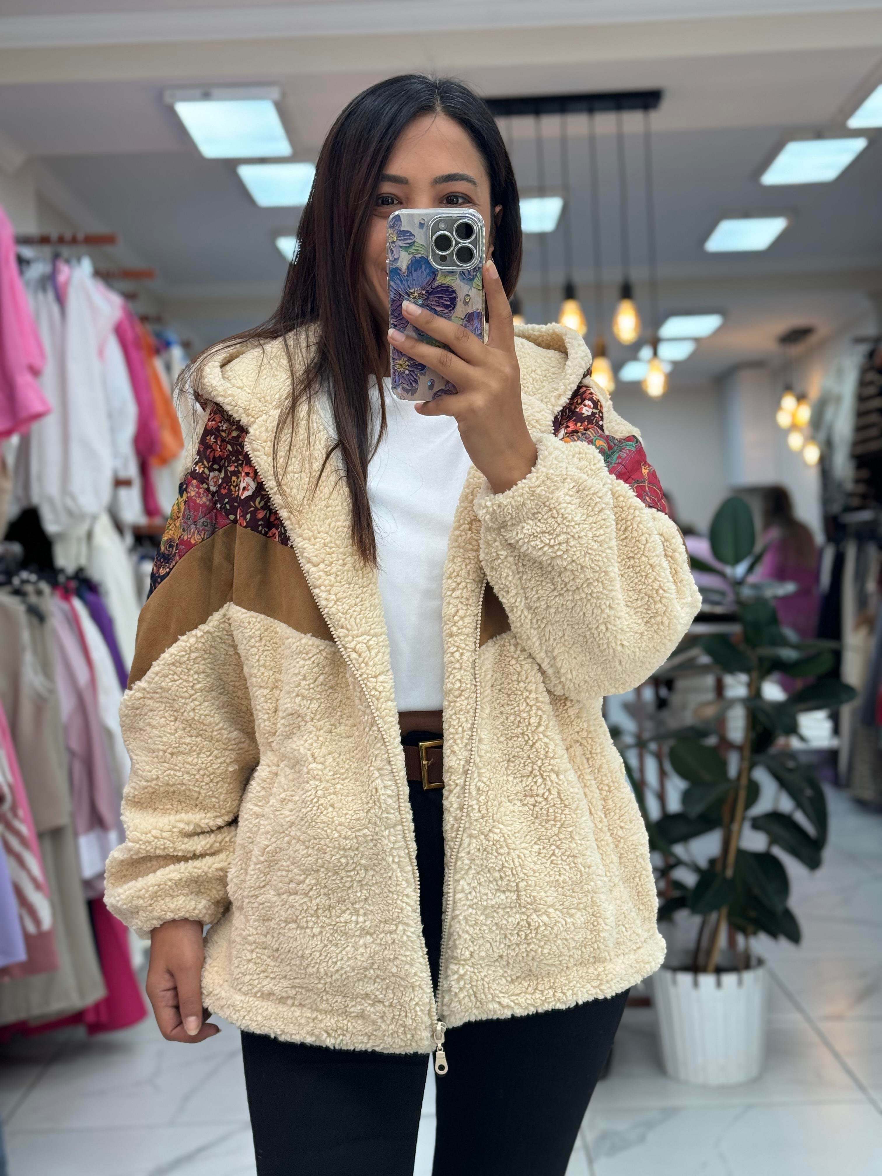 Pelüş Etnik Desen Mont 