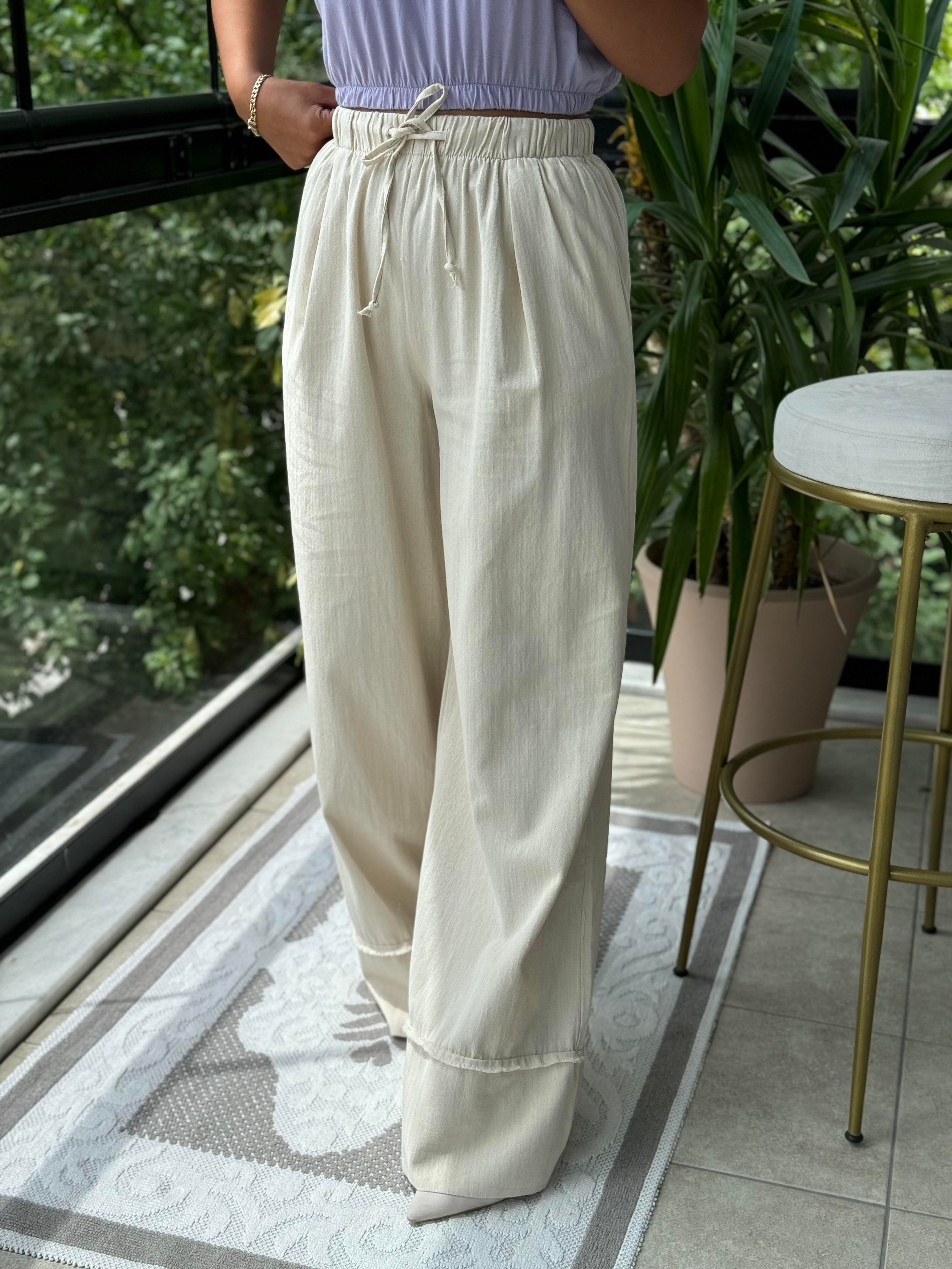 Perry Gabardin Bol Paça Pantolon Taş