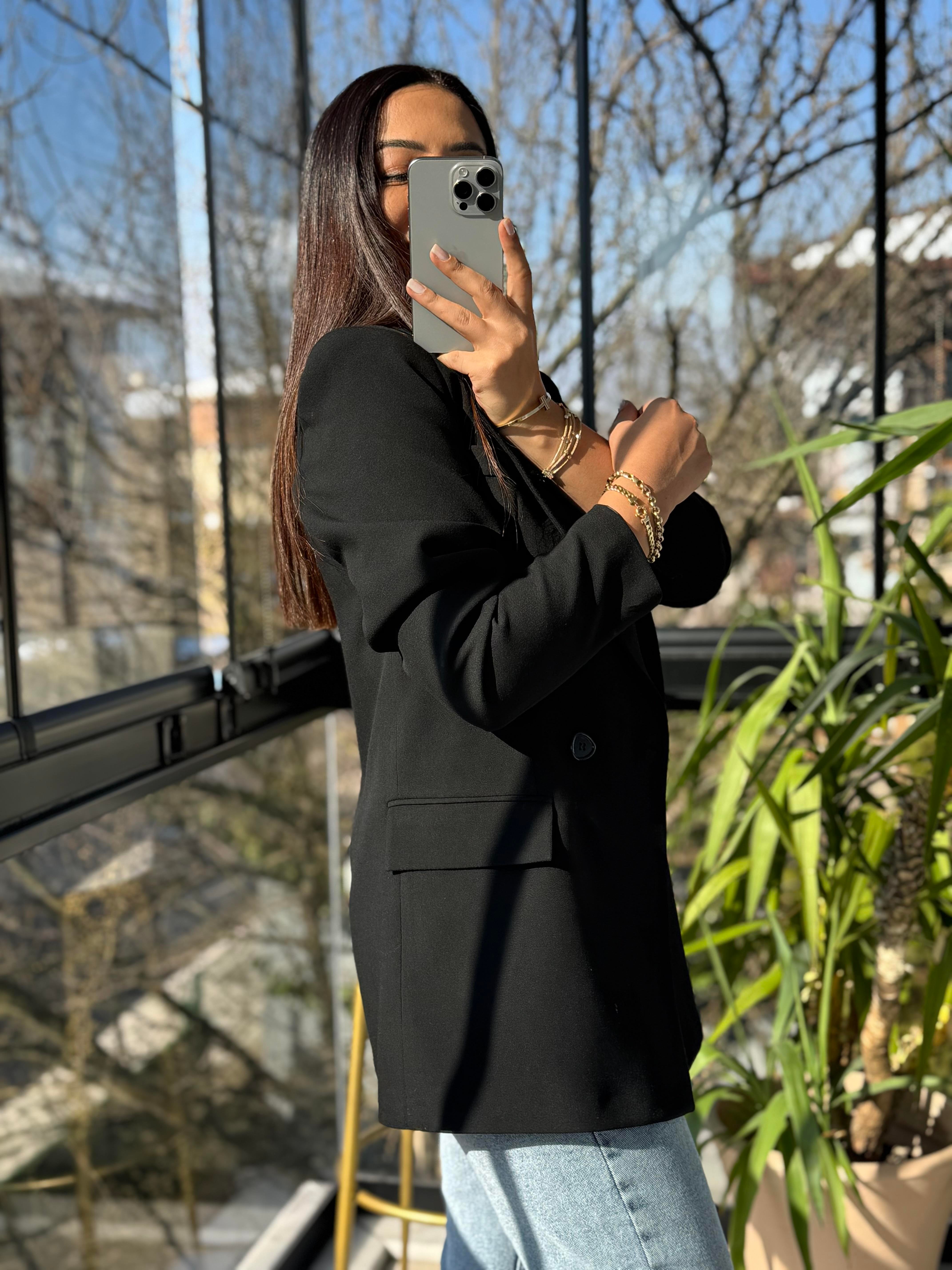 Poliviskon Kumaş Slimfit Blazer Ceket Siyah