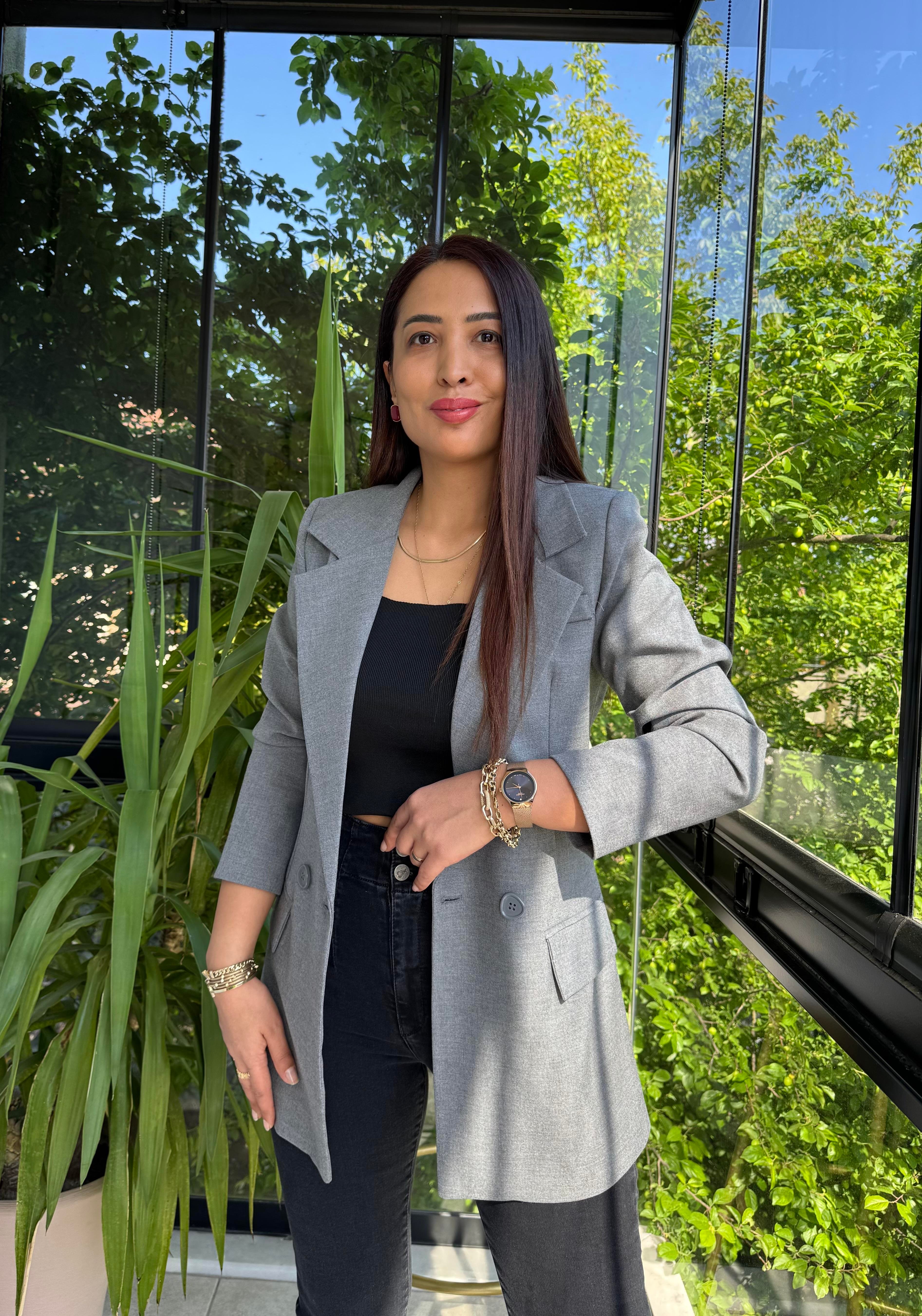 Poliviskon Kumaş Slimfit Blazer Ceket Gri