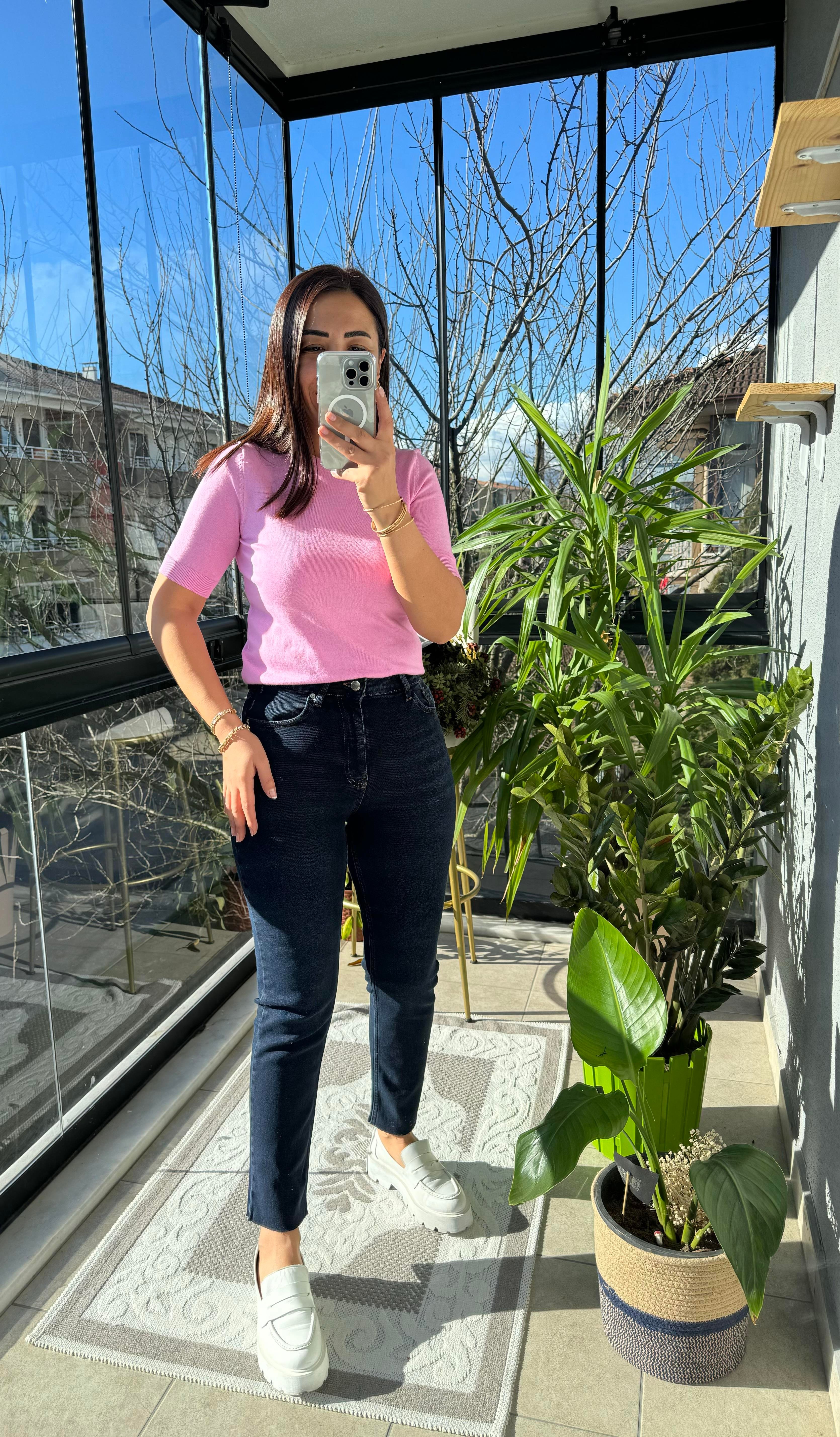 Premium Kalite Kesik Paça Jean Koyu Lacivert