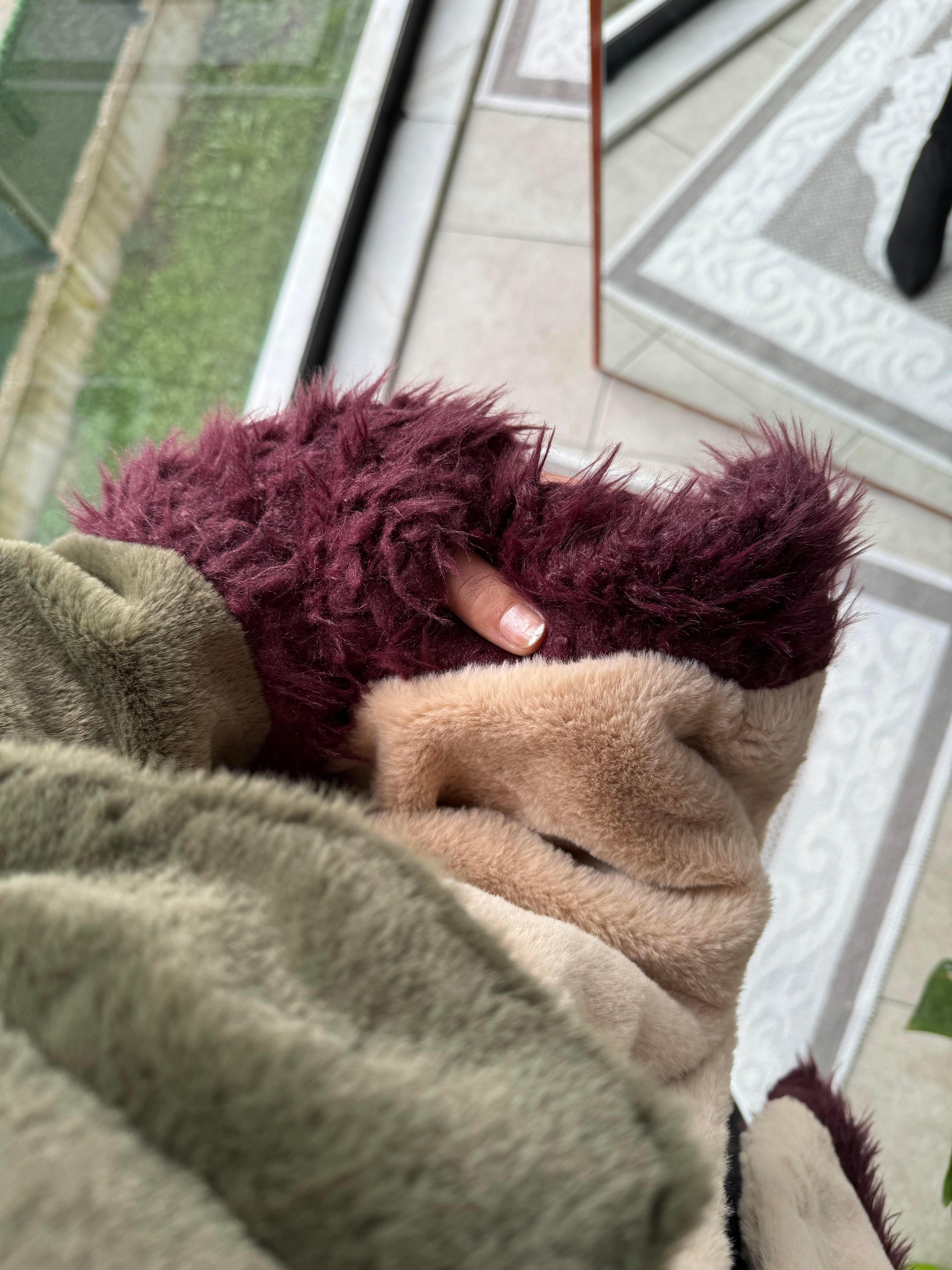 Renkli Pelüşlu Mont