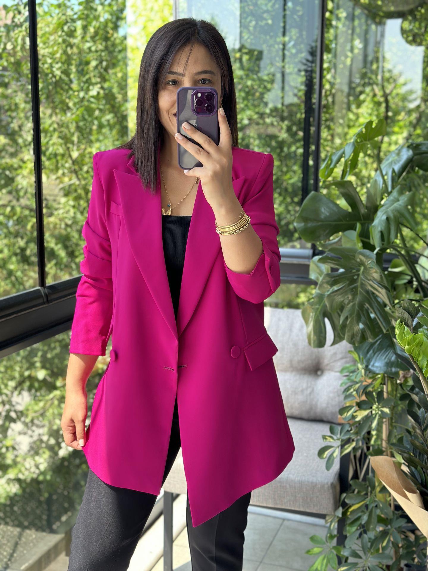 Retro Tasarım Blazer Ceket Mor