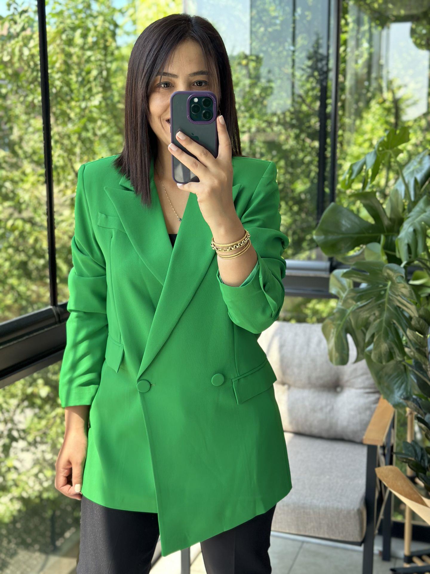 Retro Tasarım Blazer Ceket Yeşil