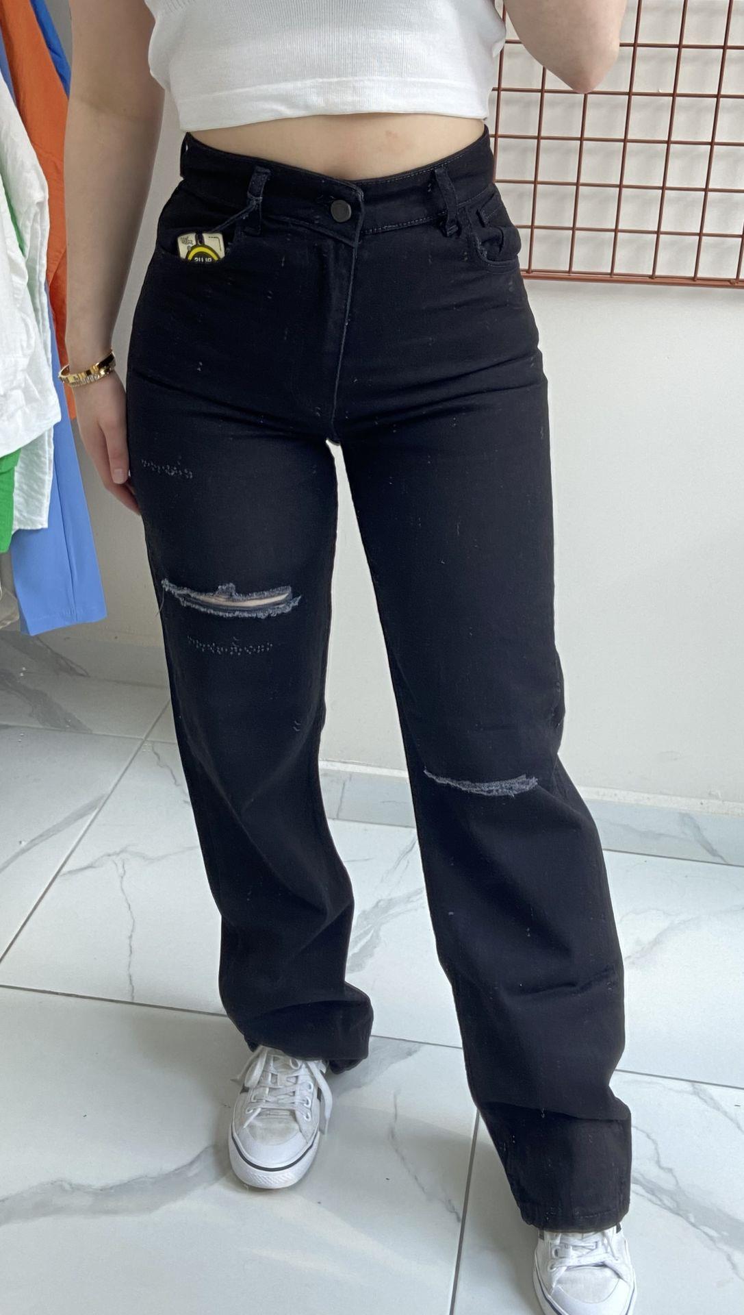 Siyah  Yırtık Detay Palazzo Jean