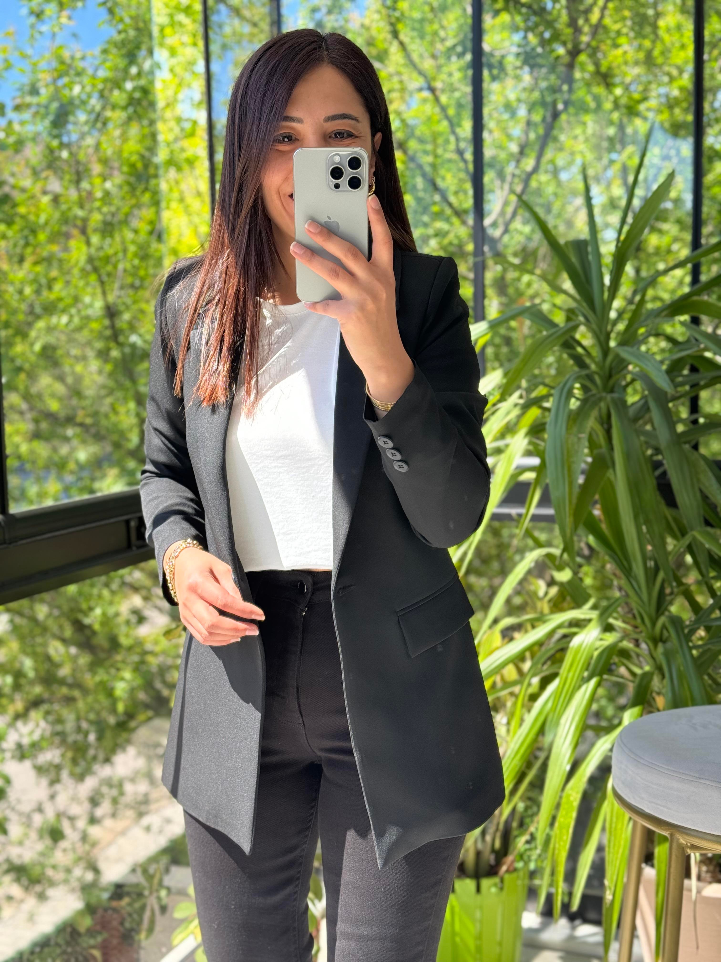 Siyah Tek Düğme Blazer Ceket