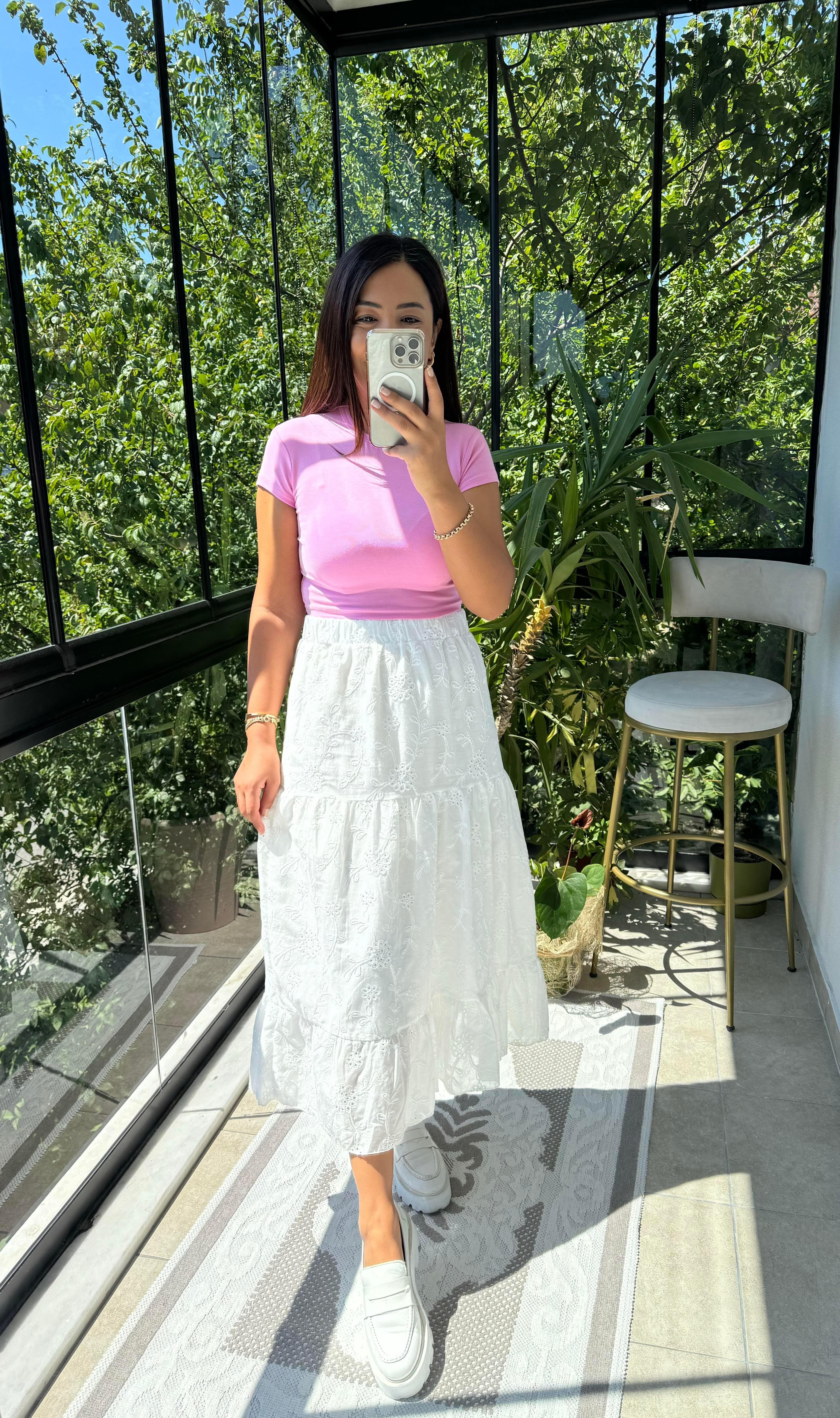 Tam Fisto etek Beyaz