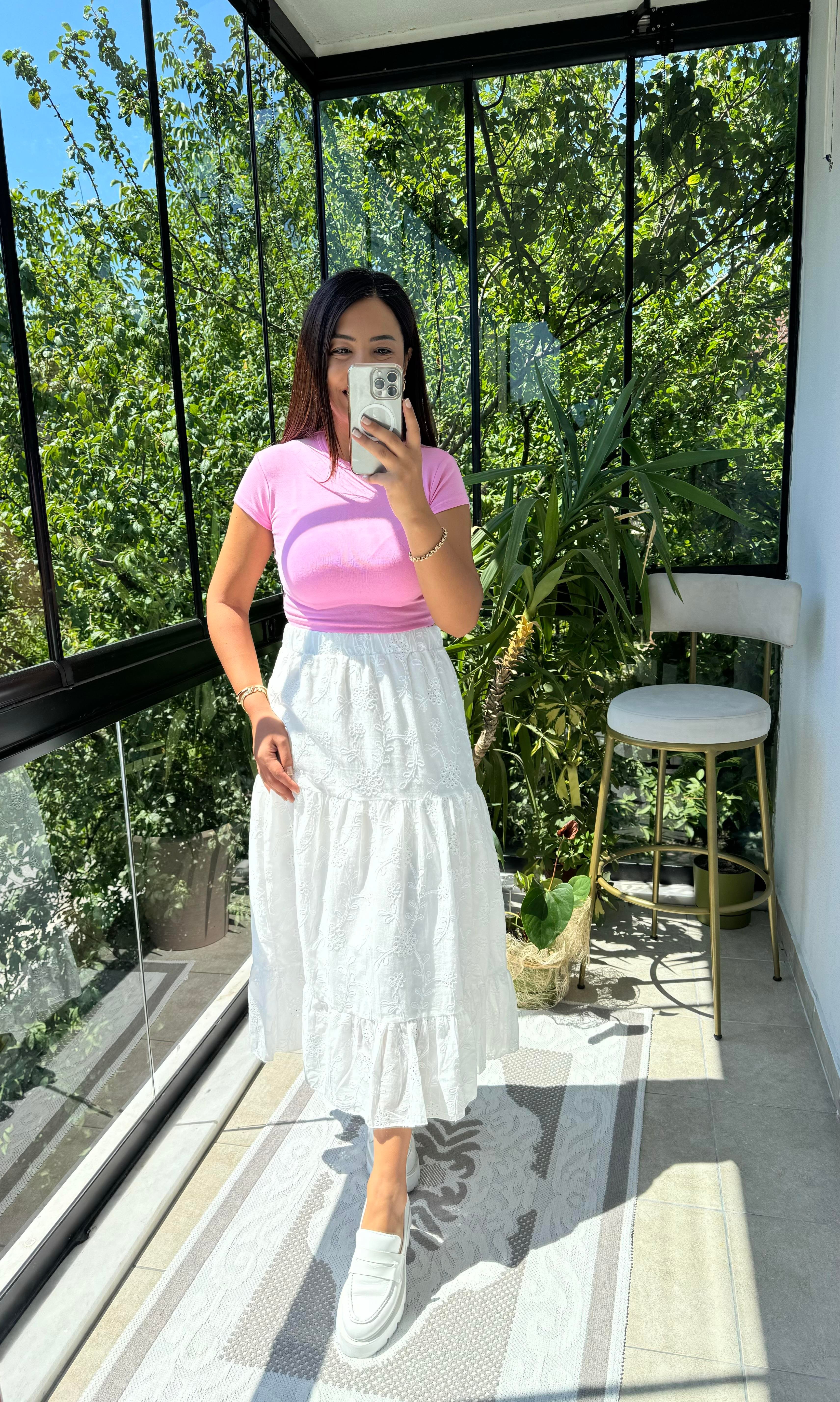 Tam Fisto etek Beyaz