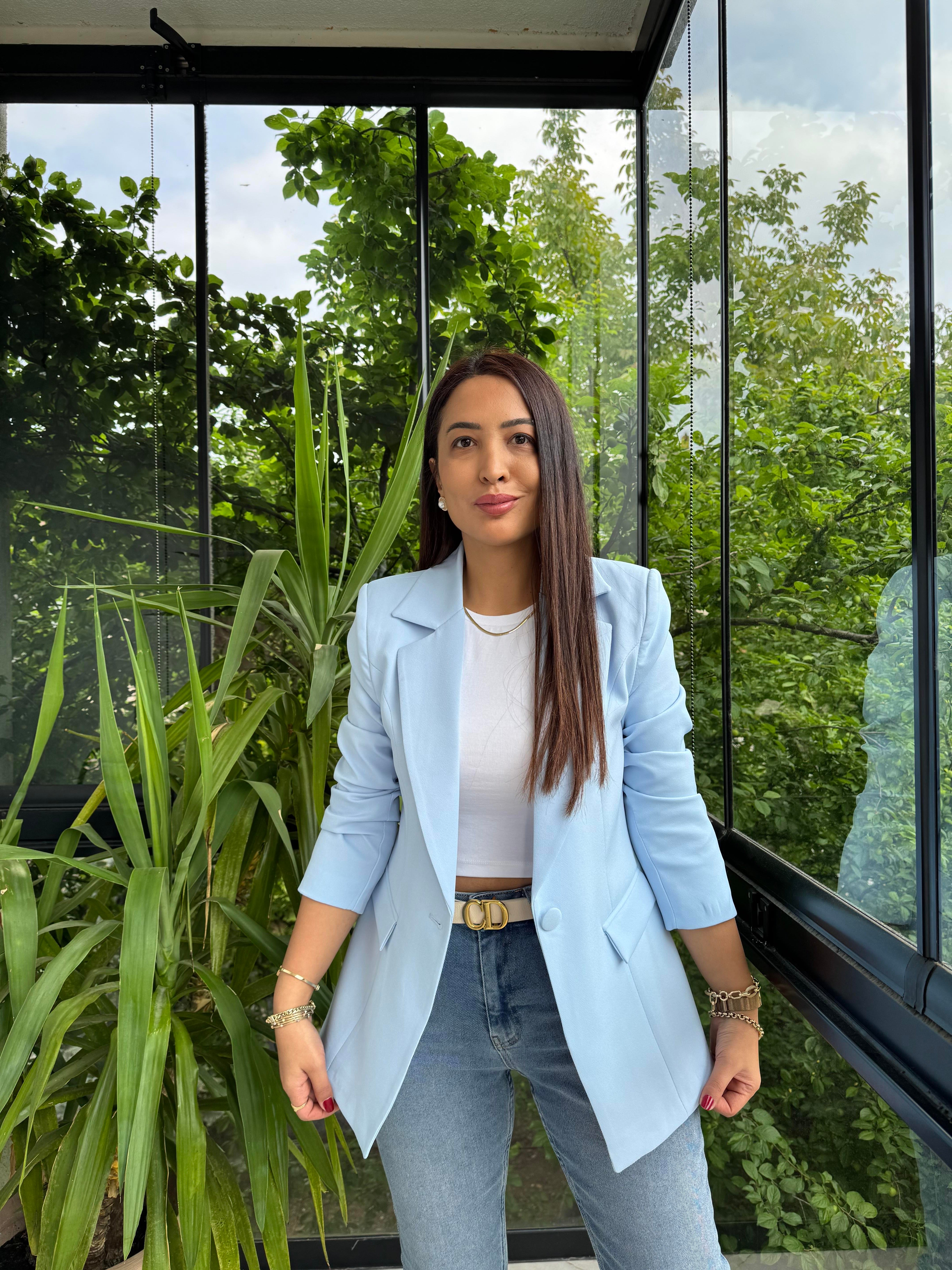 Tek Düğme Blazer Ceket Bebe Mavi