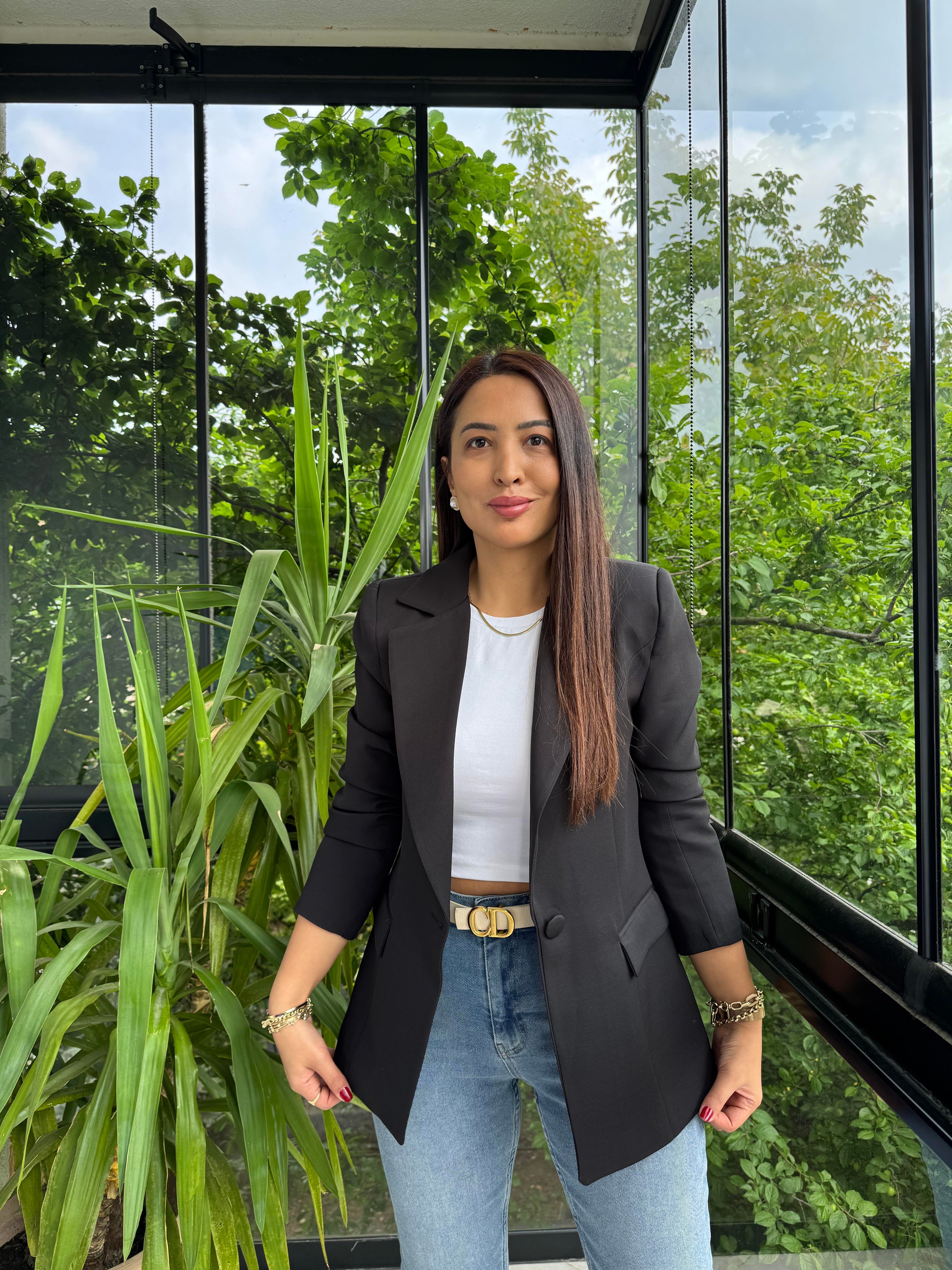 Tek Düğme Blazer Ceket Siyah