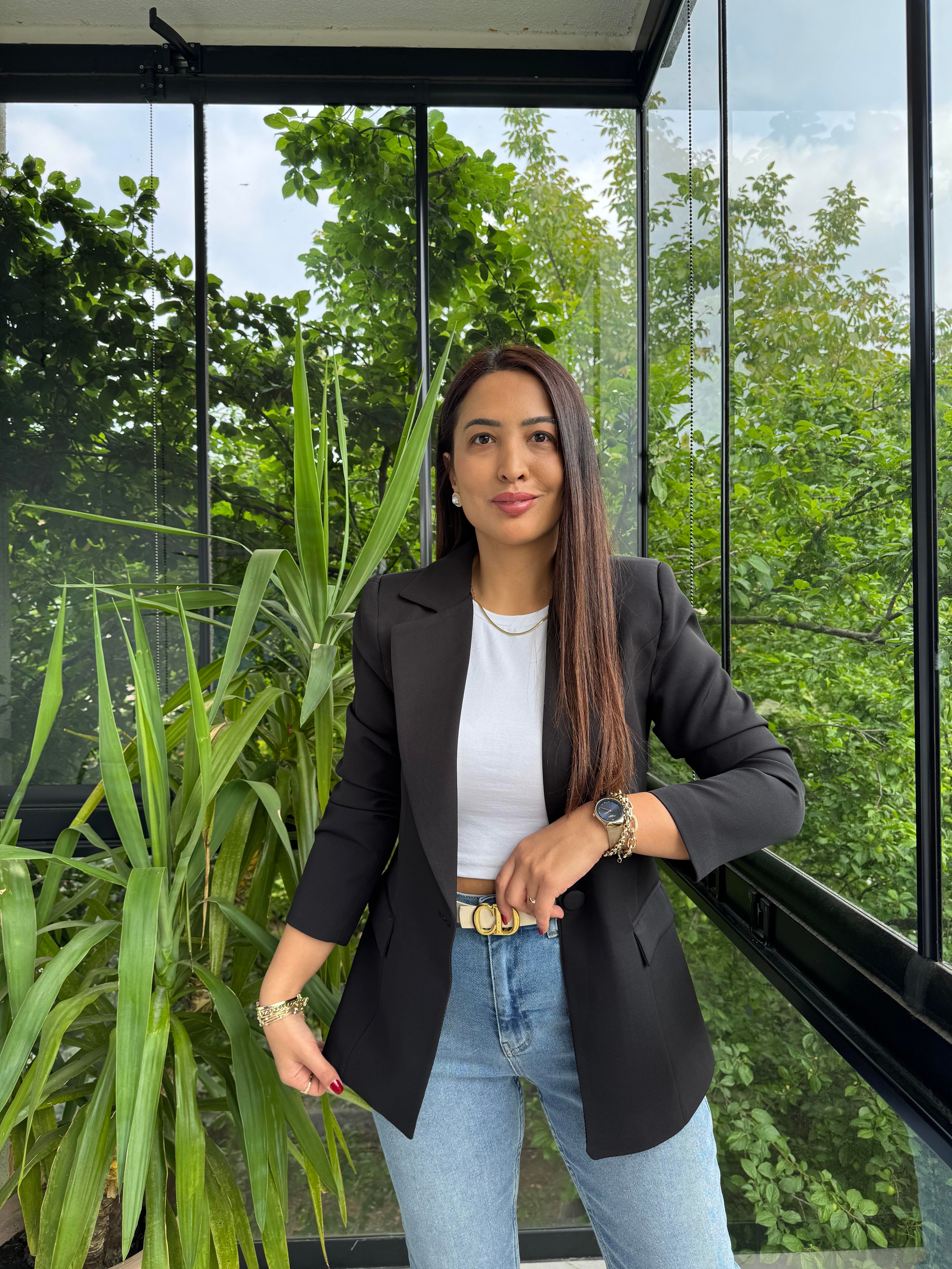 Tek Düğme Blazer Ceket Siyah