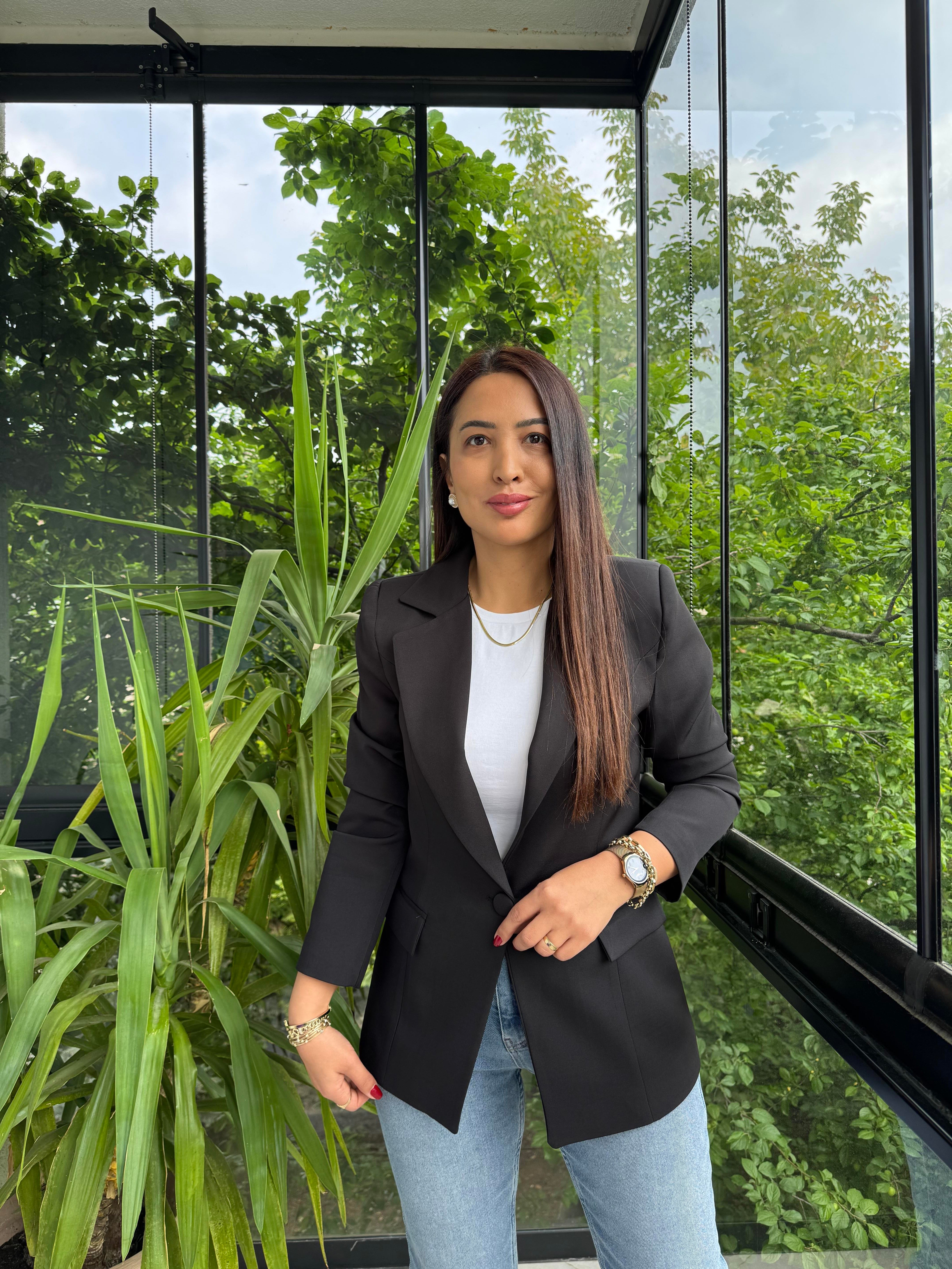 Tek Düğme Blazer Ceket Siyah