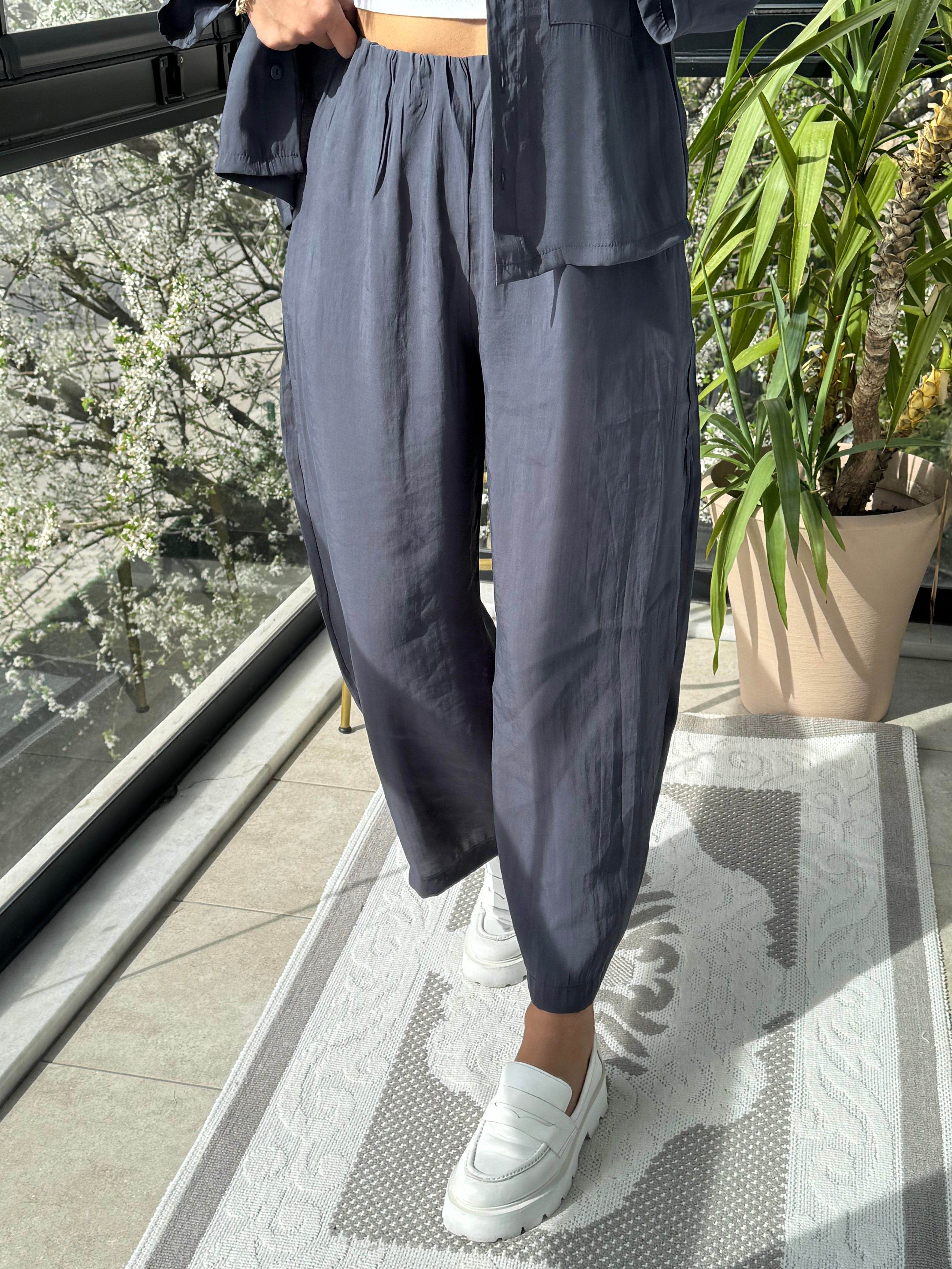 Tensel Cepli Gömlek Takım Antrasit