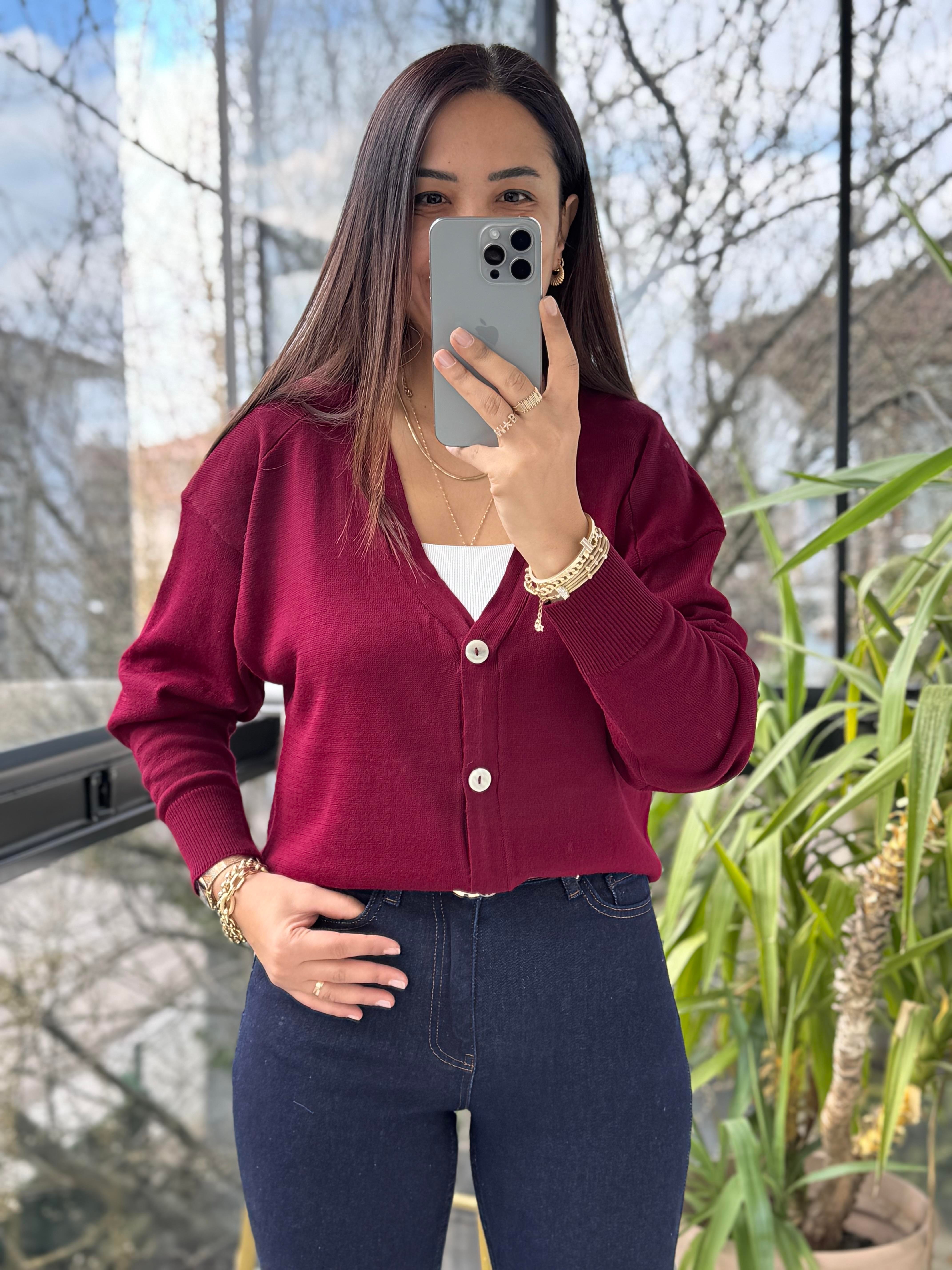 Triko Hırka Bordo
