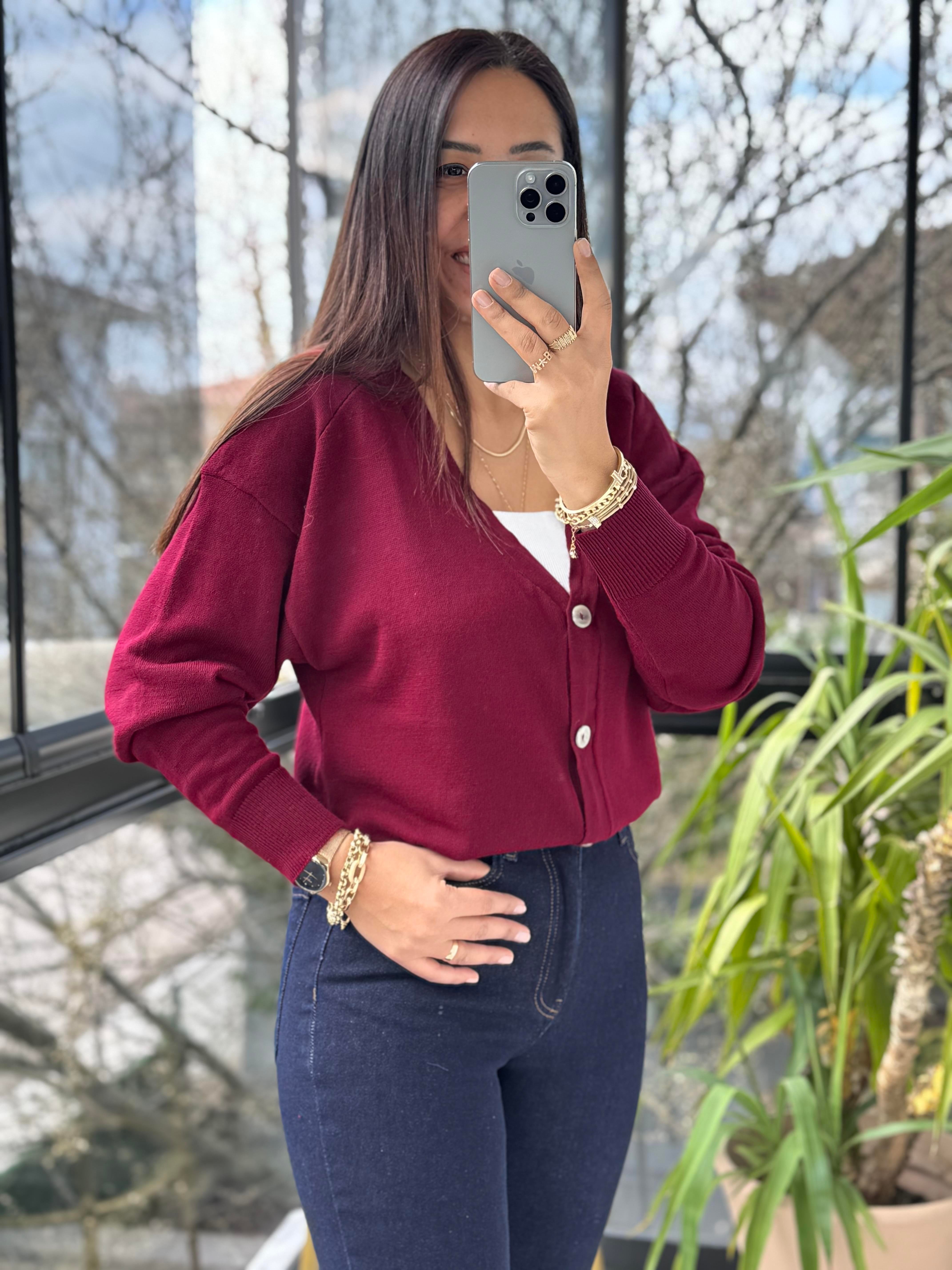 Triko Hırka Bordo