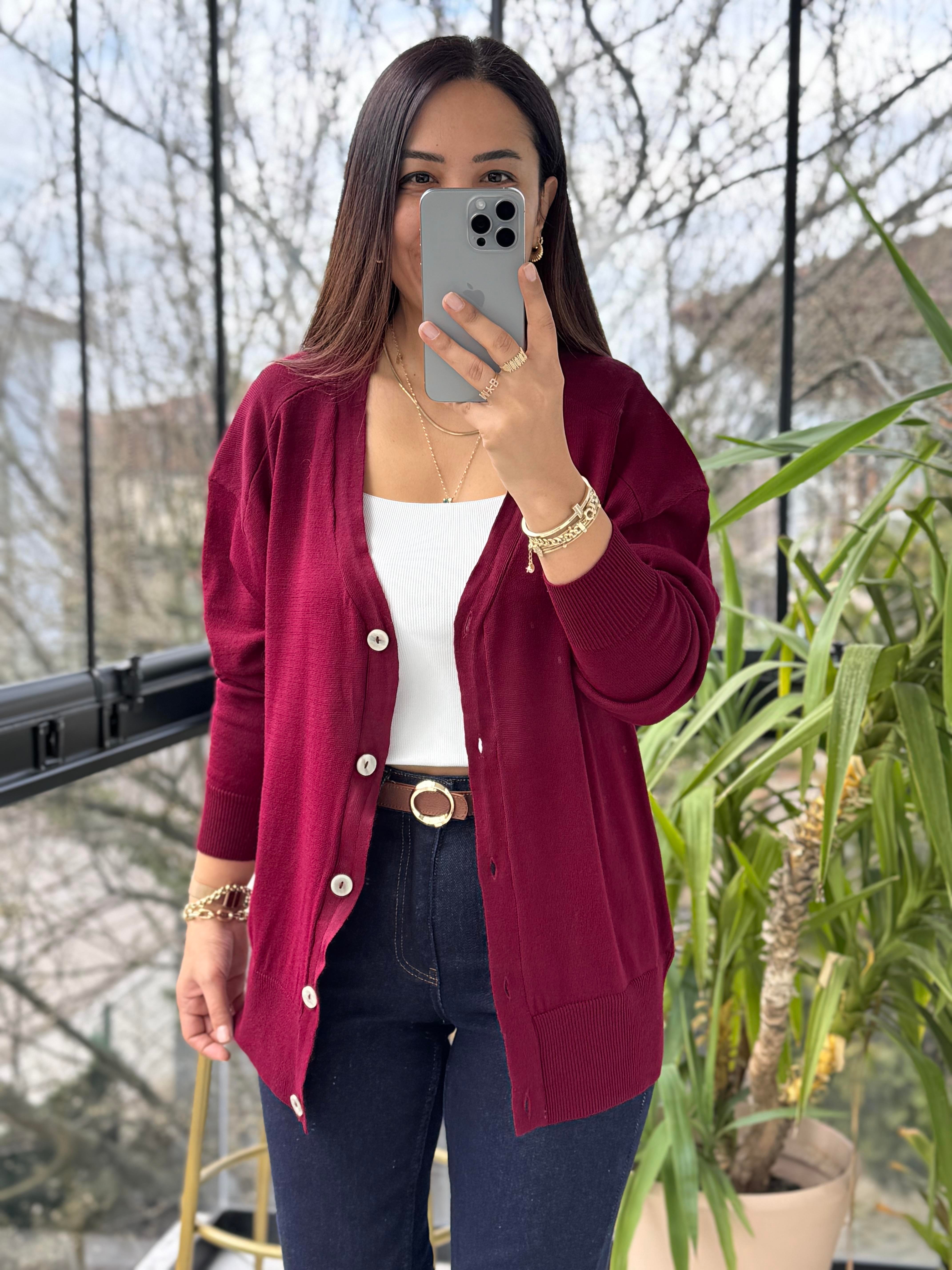 Triko Hırka Bordo