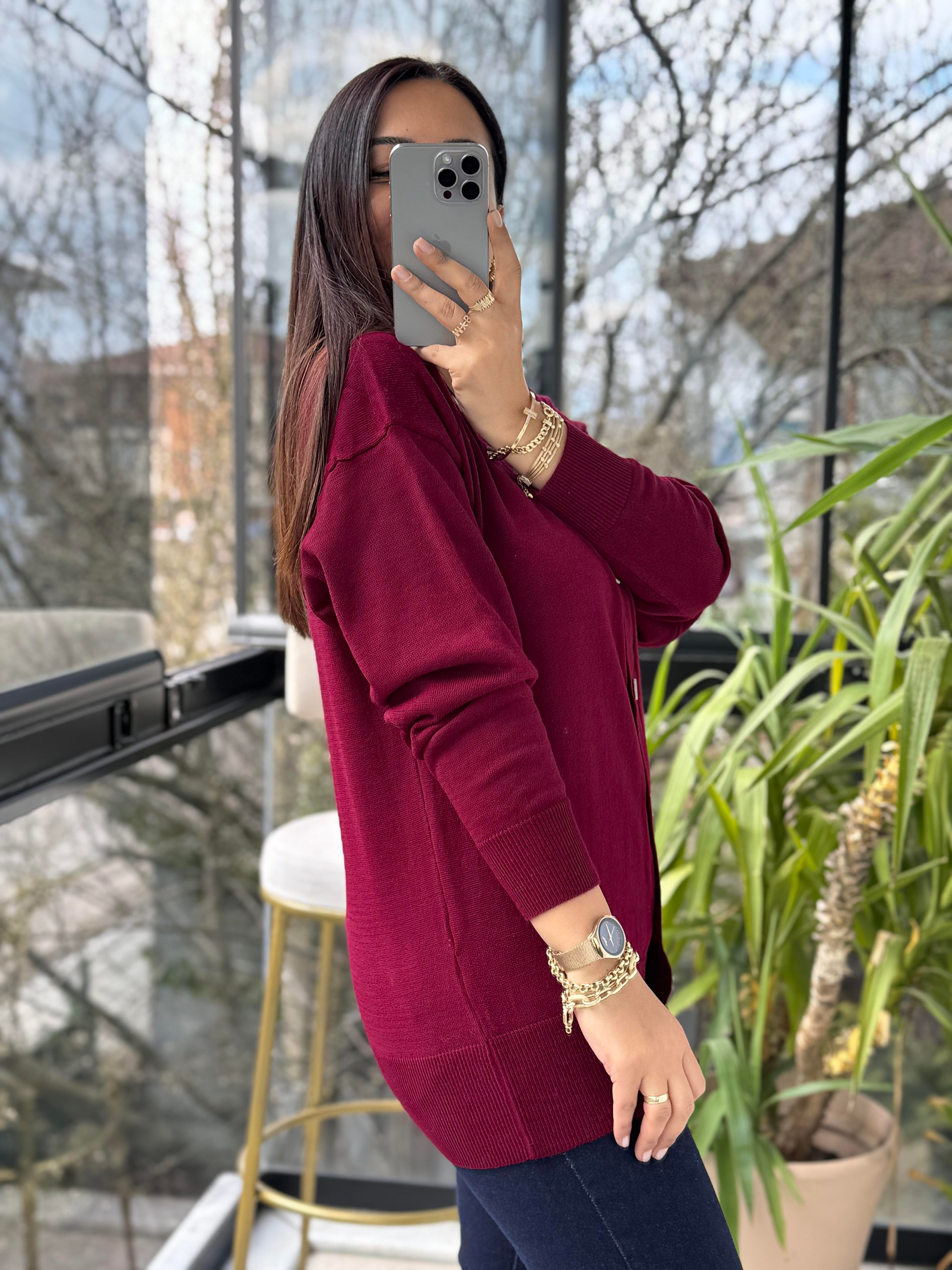 Triko Hırka Bordo