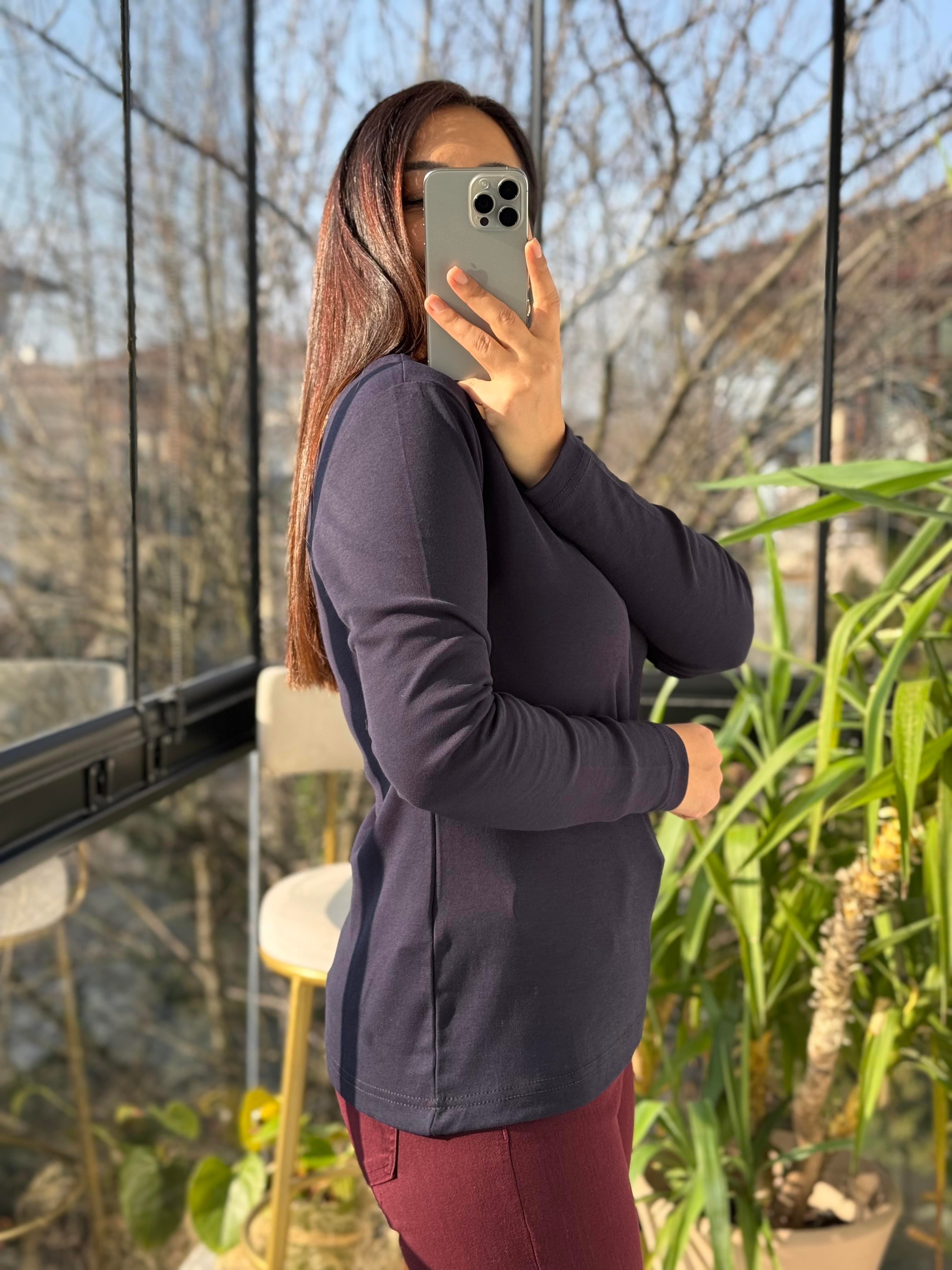 Uzun Kol Penye Lacivert