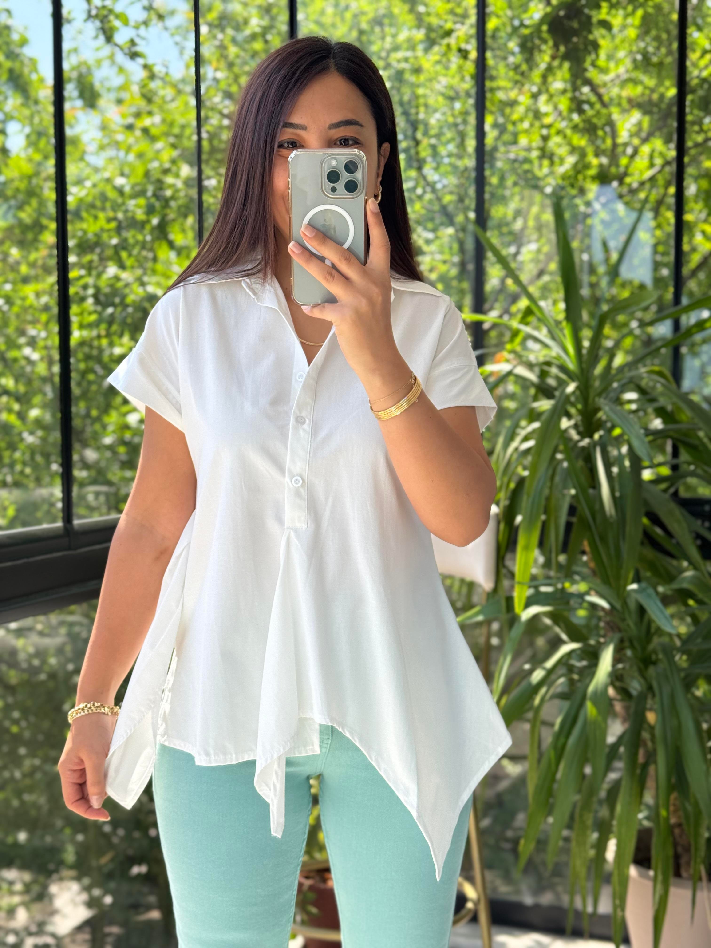 Yandan Bağlamalı Zra Gömlek Beyaz