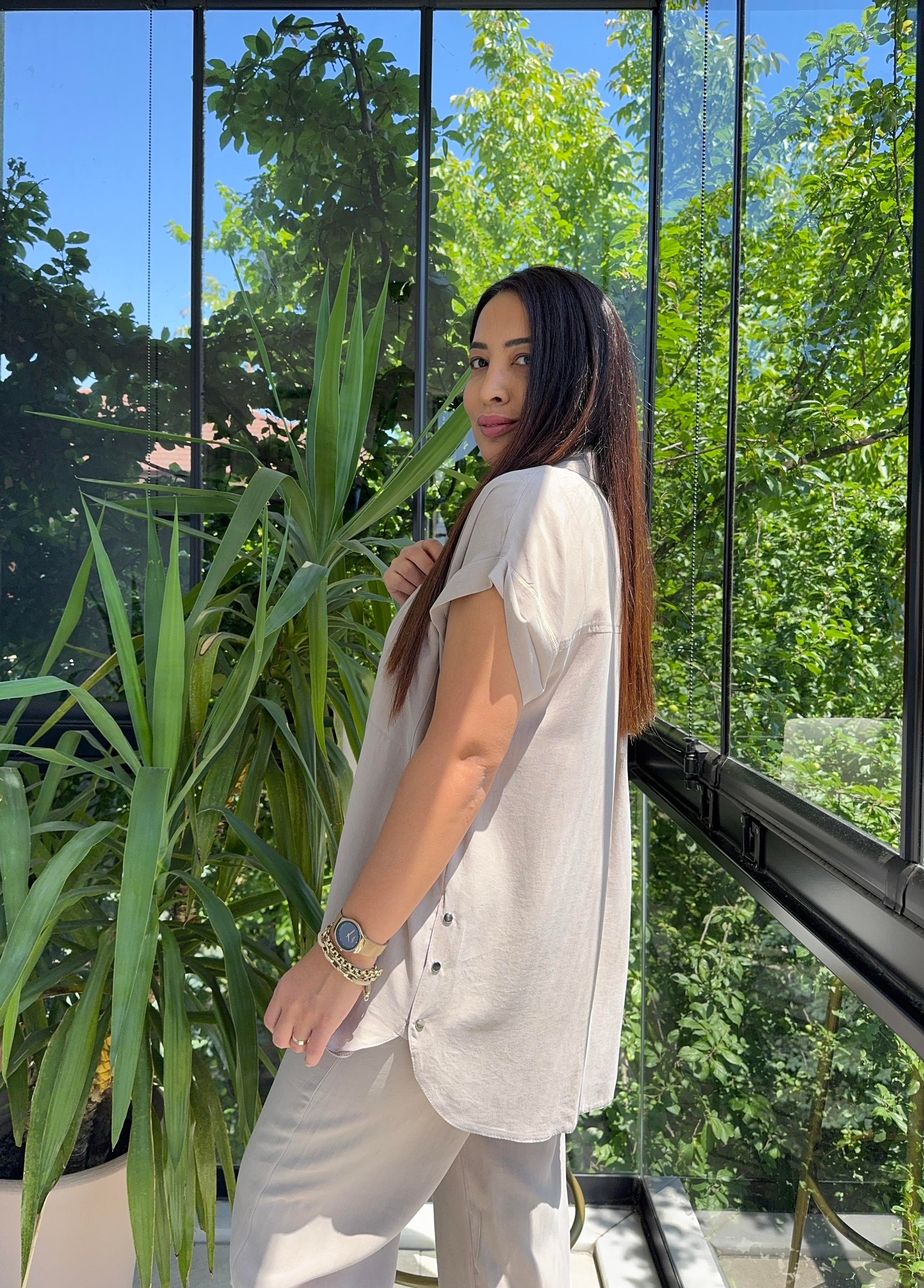 Yanları Çıtçıtlı Tensel Takım Bej