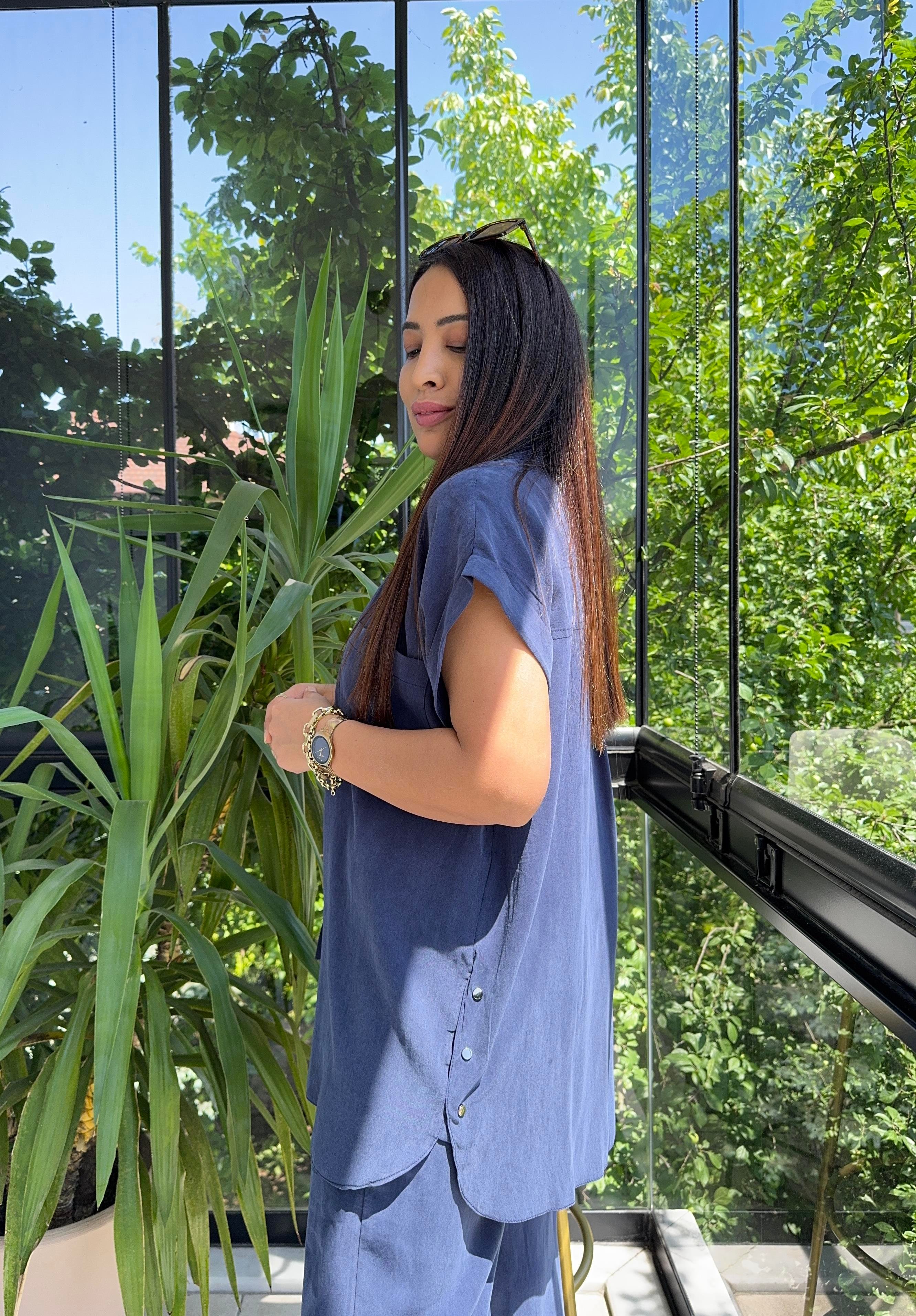 Yanları Çıtçıtlı Tensel Takım Lacivert