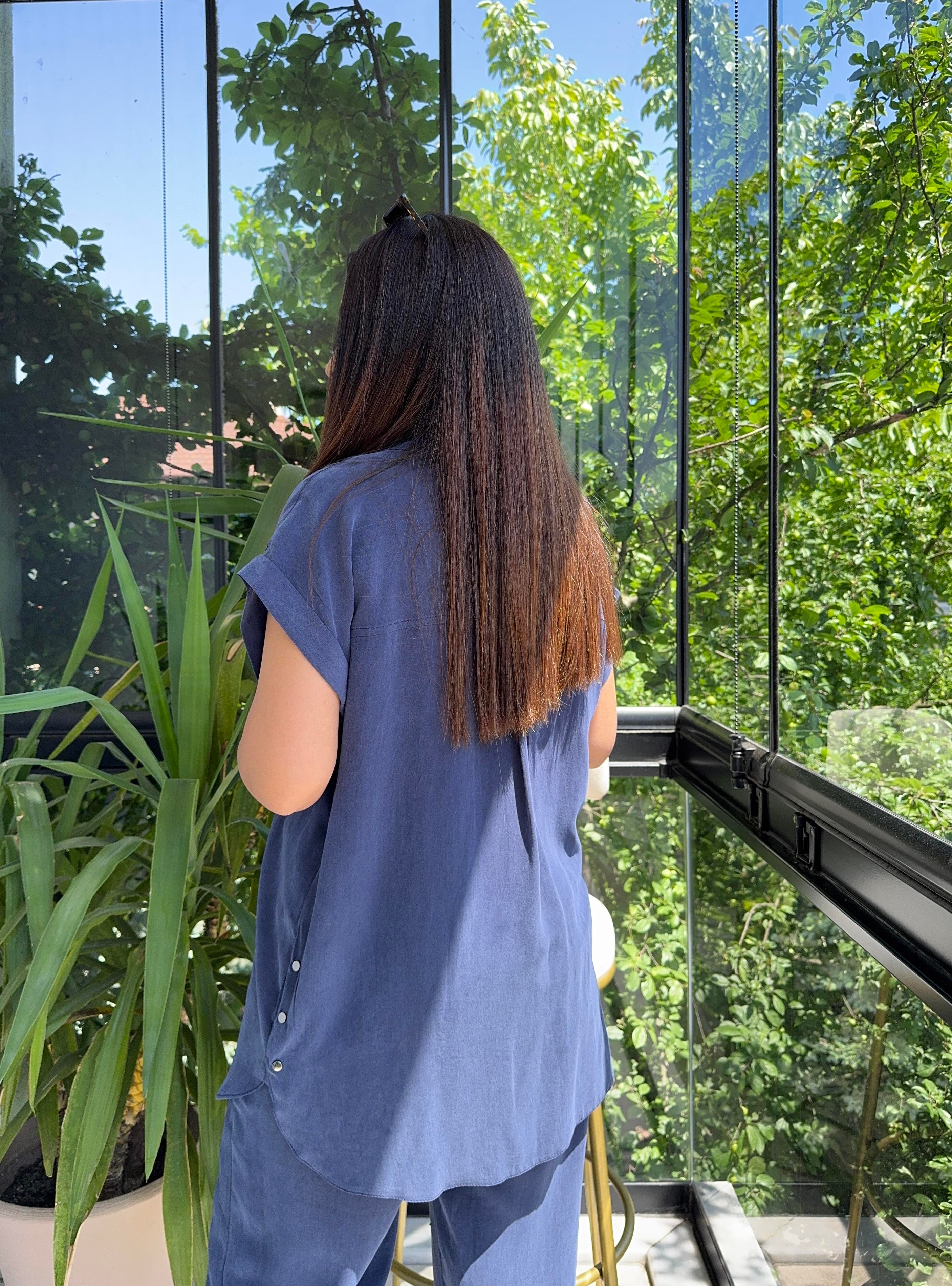 Yanları Çıtçıtlı Tensel Takım Lacivert