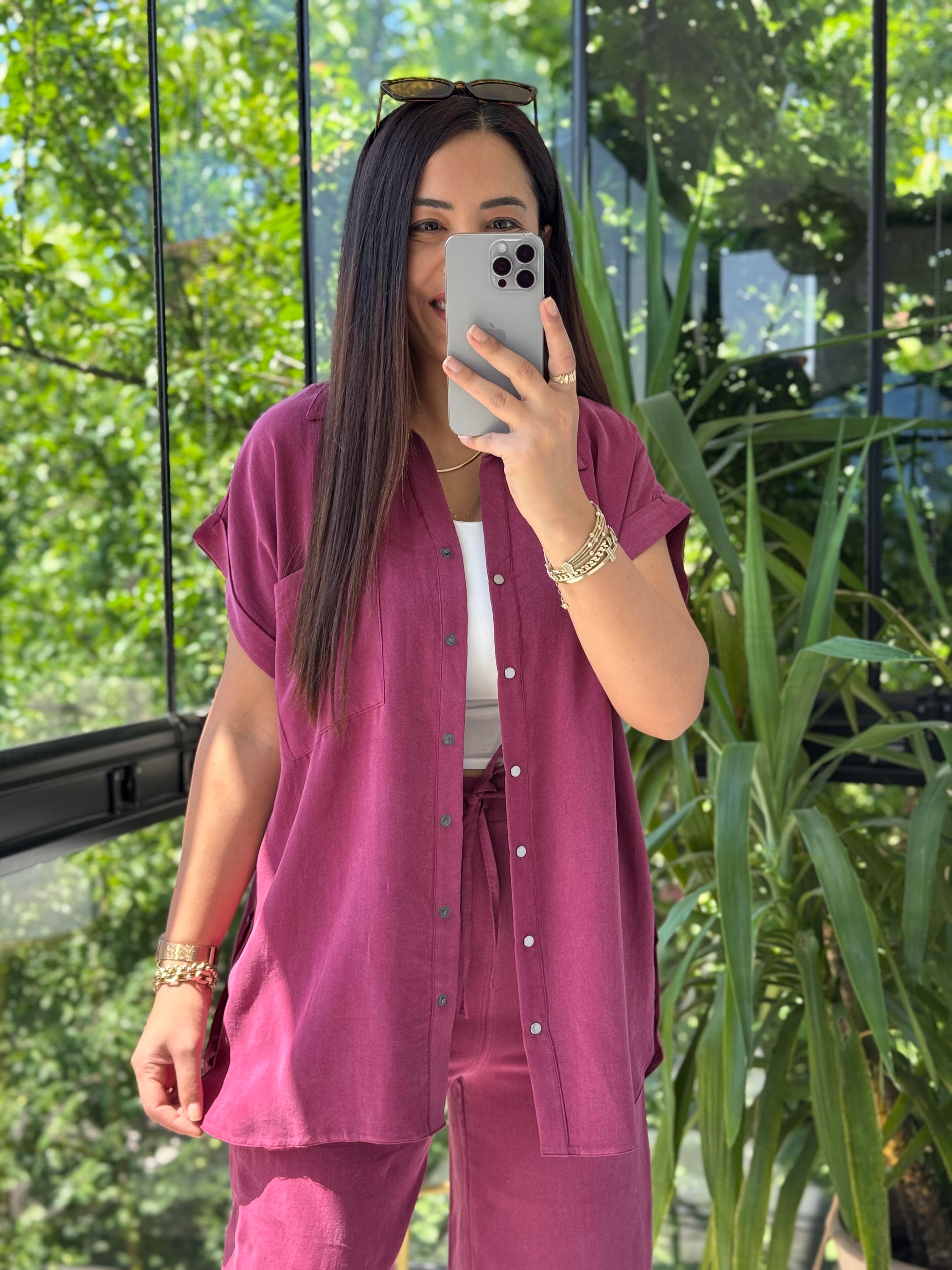 Yanları Çıtçıtlı Tensel Takım Mürdüm